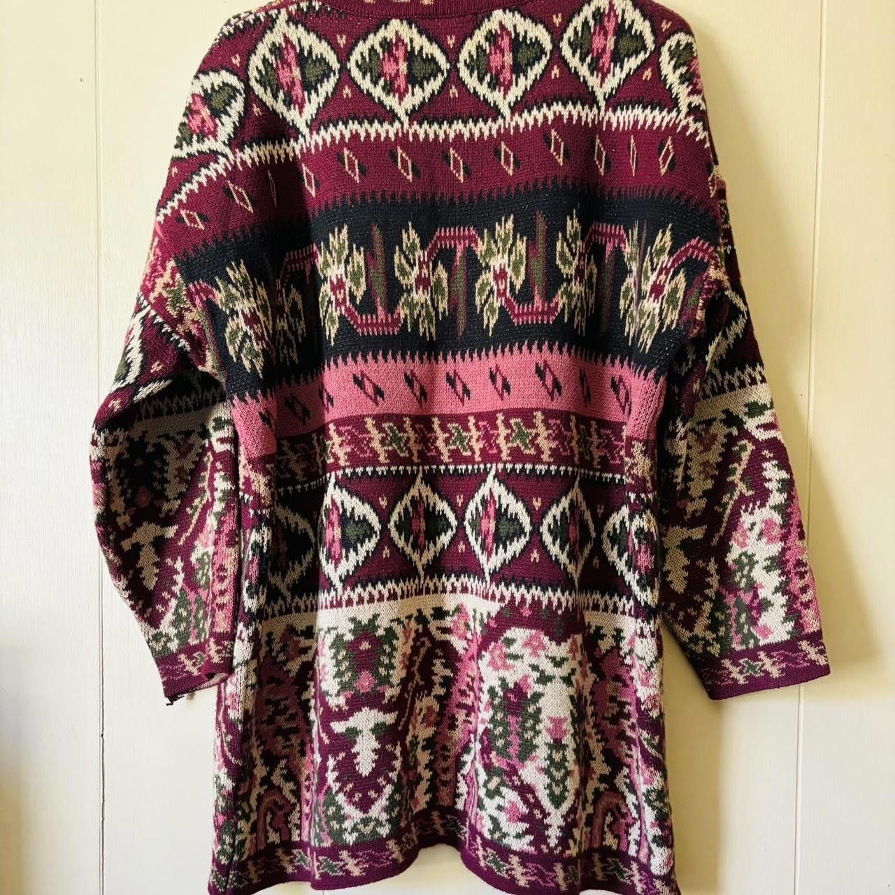 Vintage Vintage 80s Women's Burgundy pink Knit Sweater Granny Core Size M / US 6-8 / IT 42-44 - 5 Thumbnail