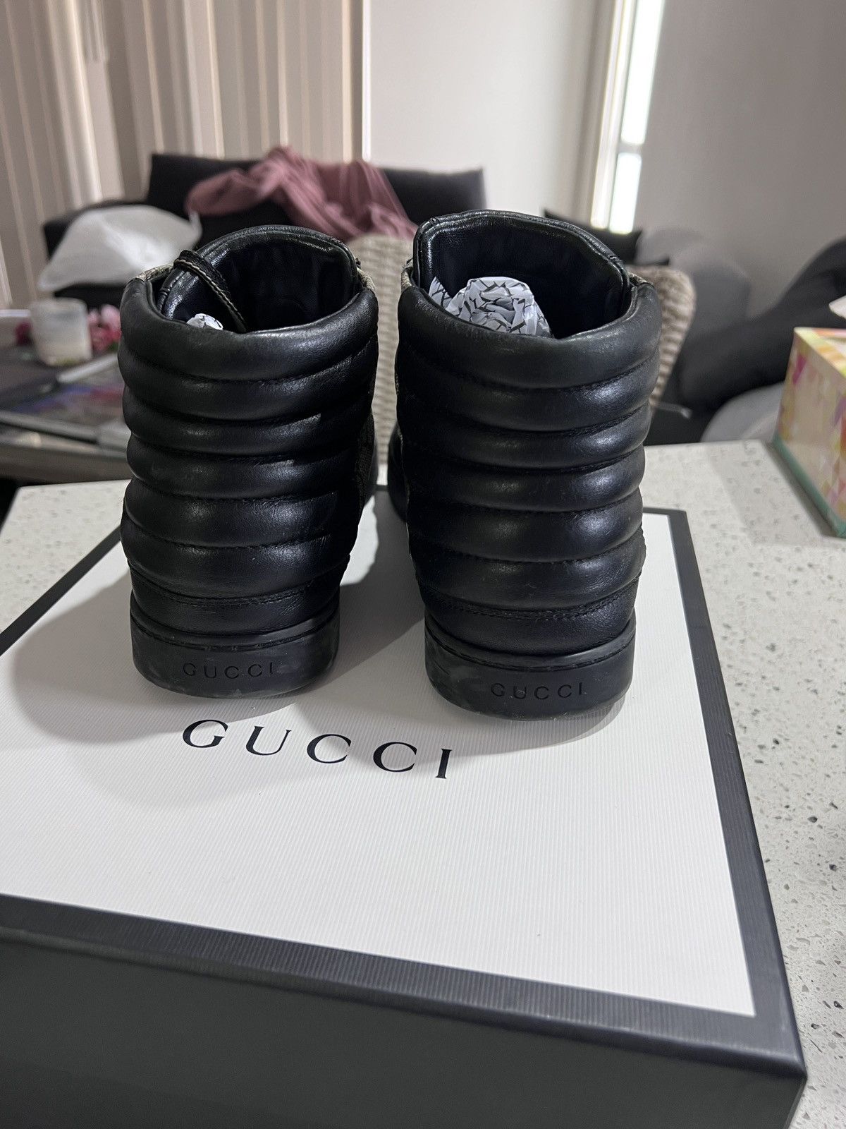 Gucci GG Supreme High Top ‘Black Tan Brown’ Sneakers Boots 386740 Size US 7.5 / EU 40-41 - 5 Thumbnail