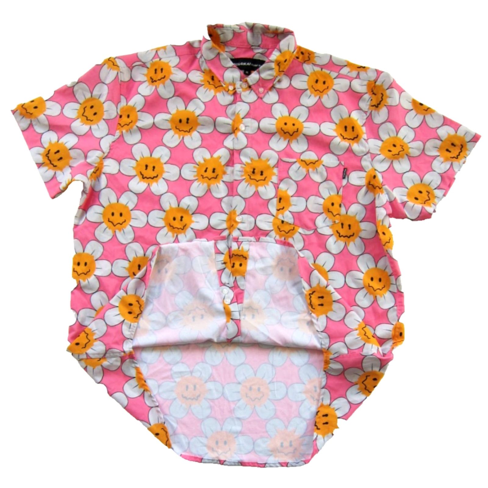 Pinko Molokai Surf Co. Pink Yellow Daisy Floral Smiley Face Short Sleeve Shirt Men XL Size US XL / EU 56 / 4 - 4 Thumbnail