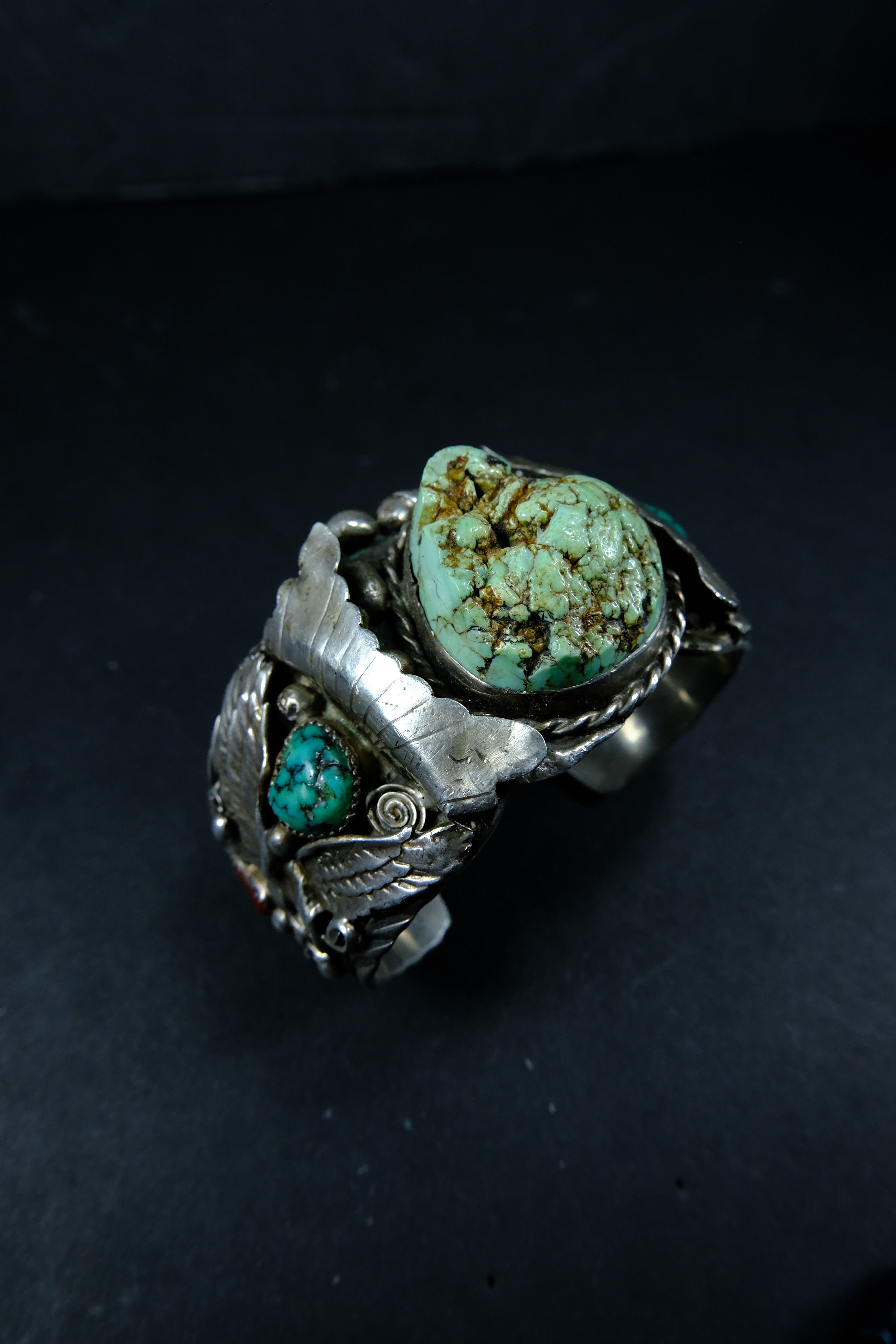 Vintage Turquoise Nugget Silver Bracelet Size ONE SIZE - 1 Thumbnail
