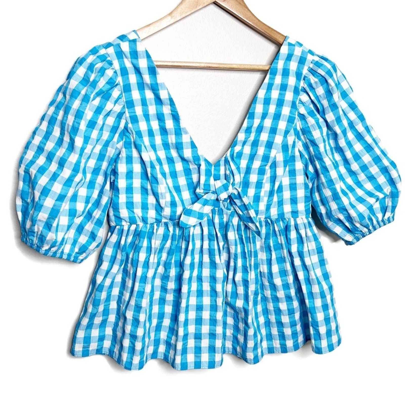 Lilly Pulitzer Lilly Pulitzer Sarafina Gingham Babydoll Women's Blouse Size L / US 10 / IT 46 - 4 Thumbnail