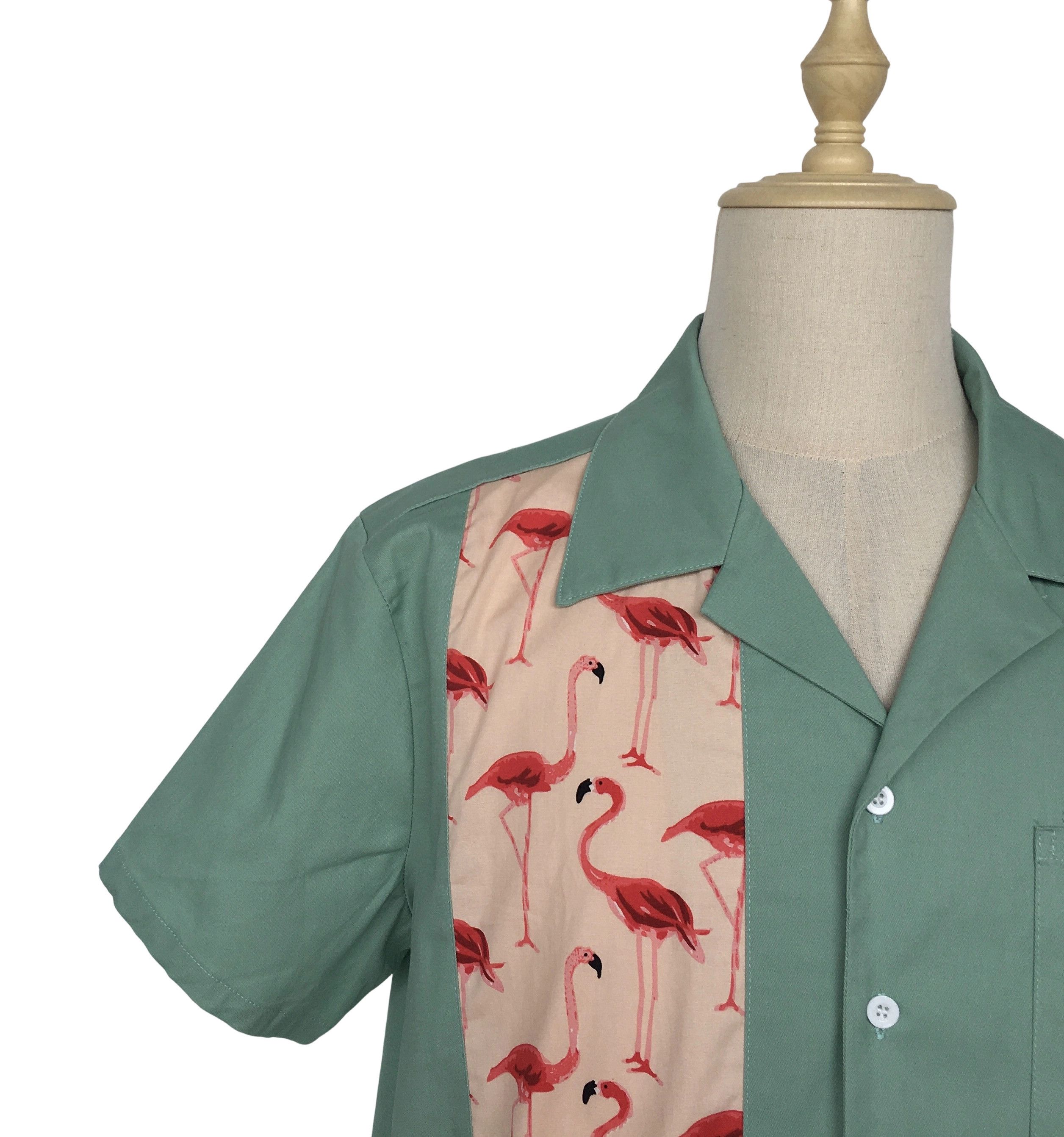 Other Mint Green Bowling Shirts Flamingo Panel Vintage Style Size US XXL / EU 58 / 5 - 5 Thumbnail