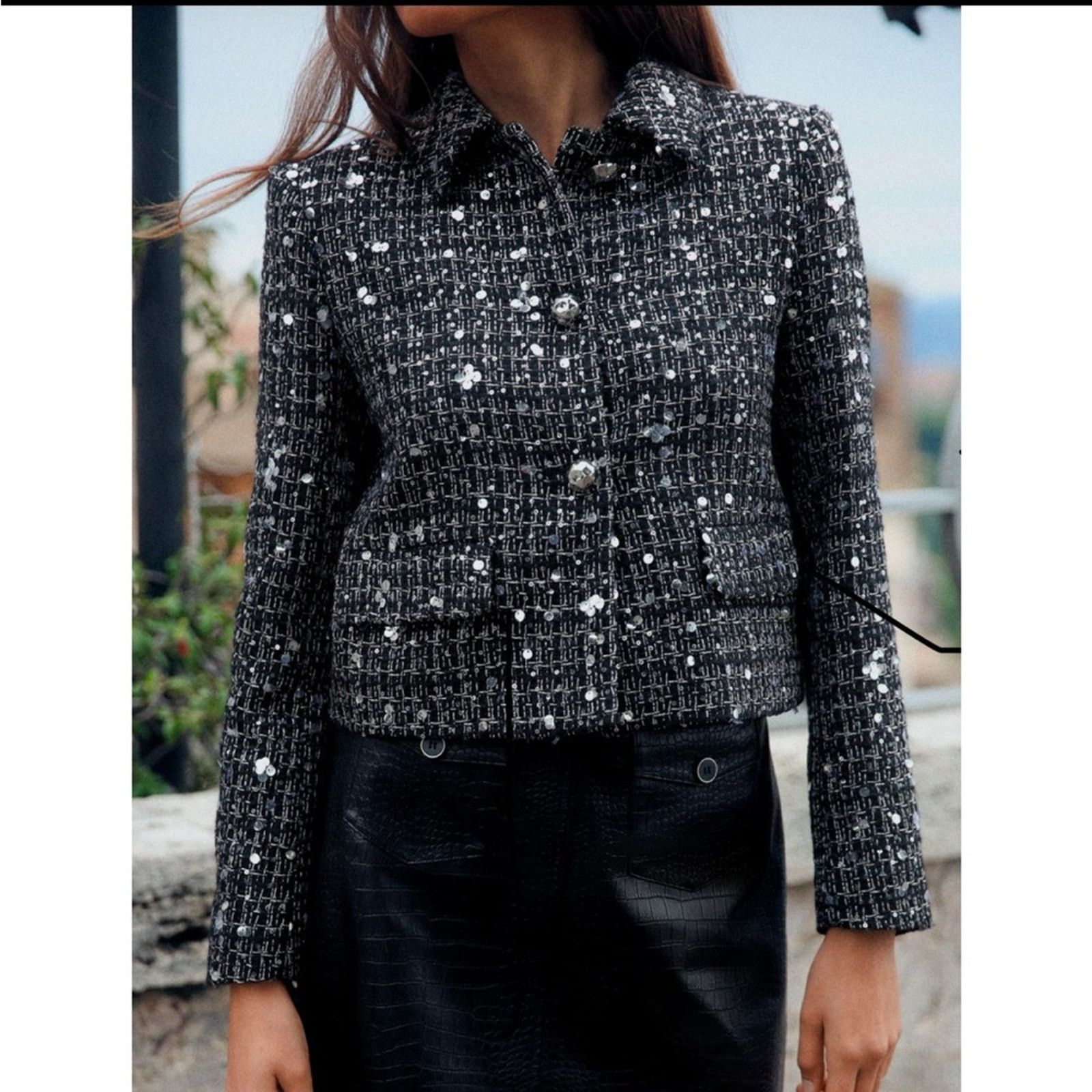 Zara NWT- Zara- textured sequins jacket- small Size XS / US 0-2 / IT 36-38 - 1 Thumbnail