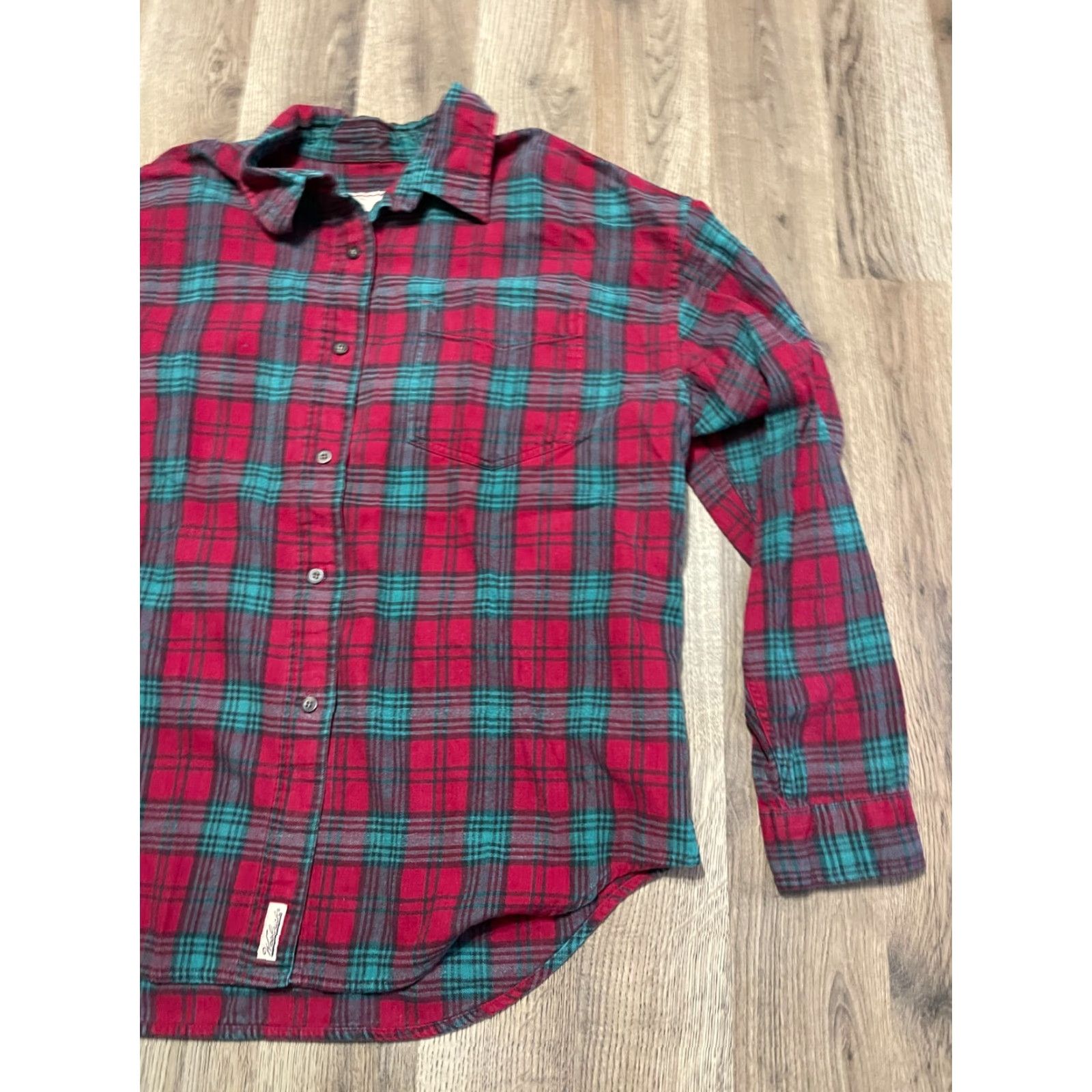 Vintage Woolrich Shirt Men XL Green Red Plaid Button Up Flannel Long Sleeve Size XL / US 12-14 / IT 48-50 - 4 Thumbnail
