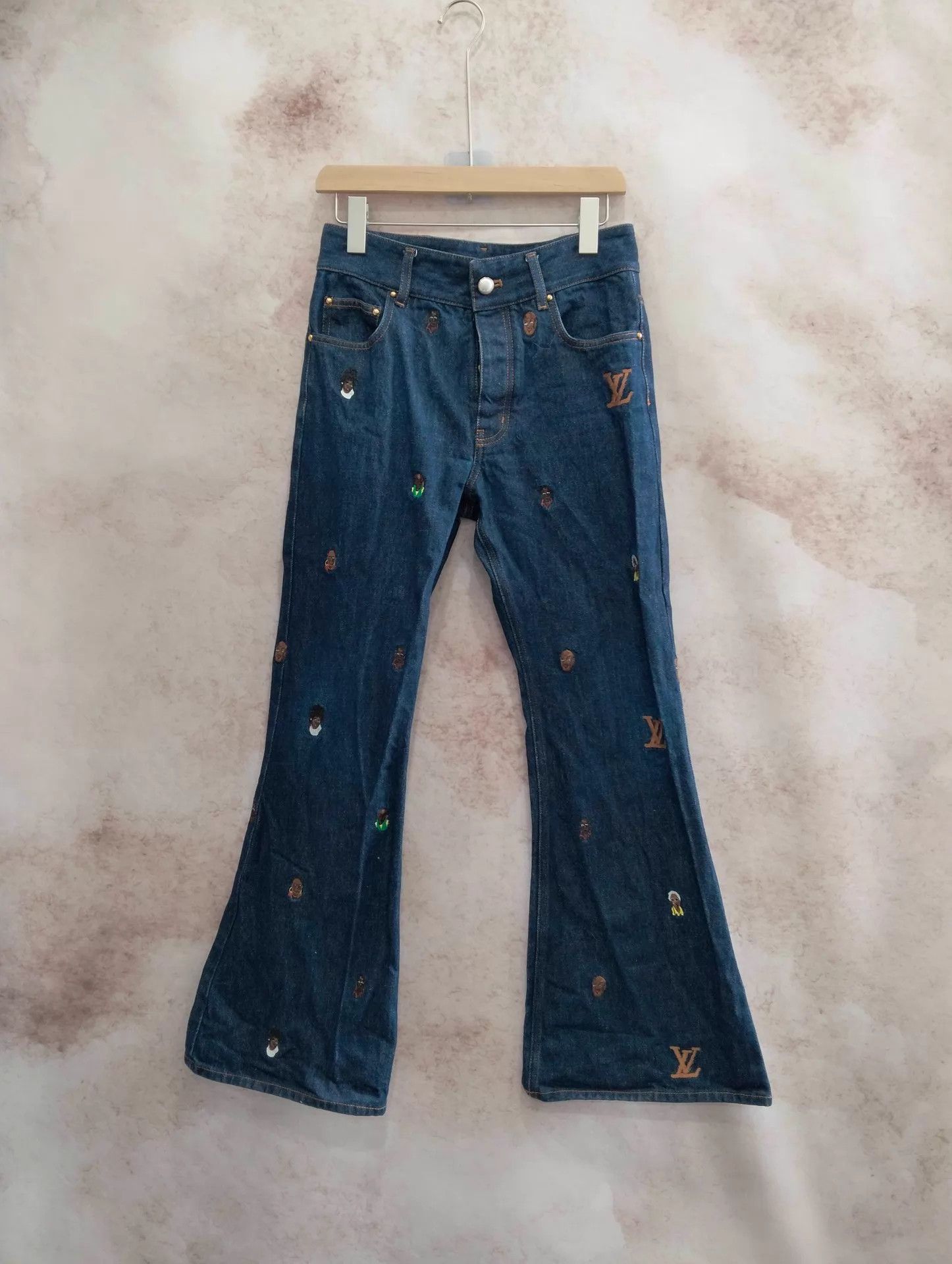 Louis Vuitton LV x Pharrell Williams Embroidered Logo Flare Jeans 27 Size 27" / US 4 / IT 40 - 1 Thumbnail