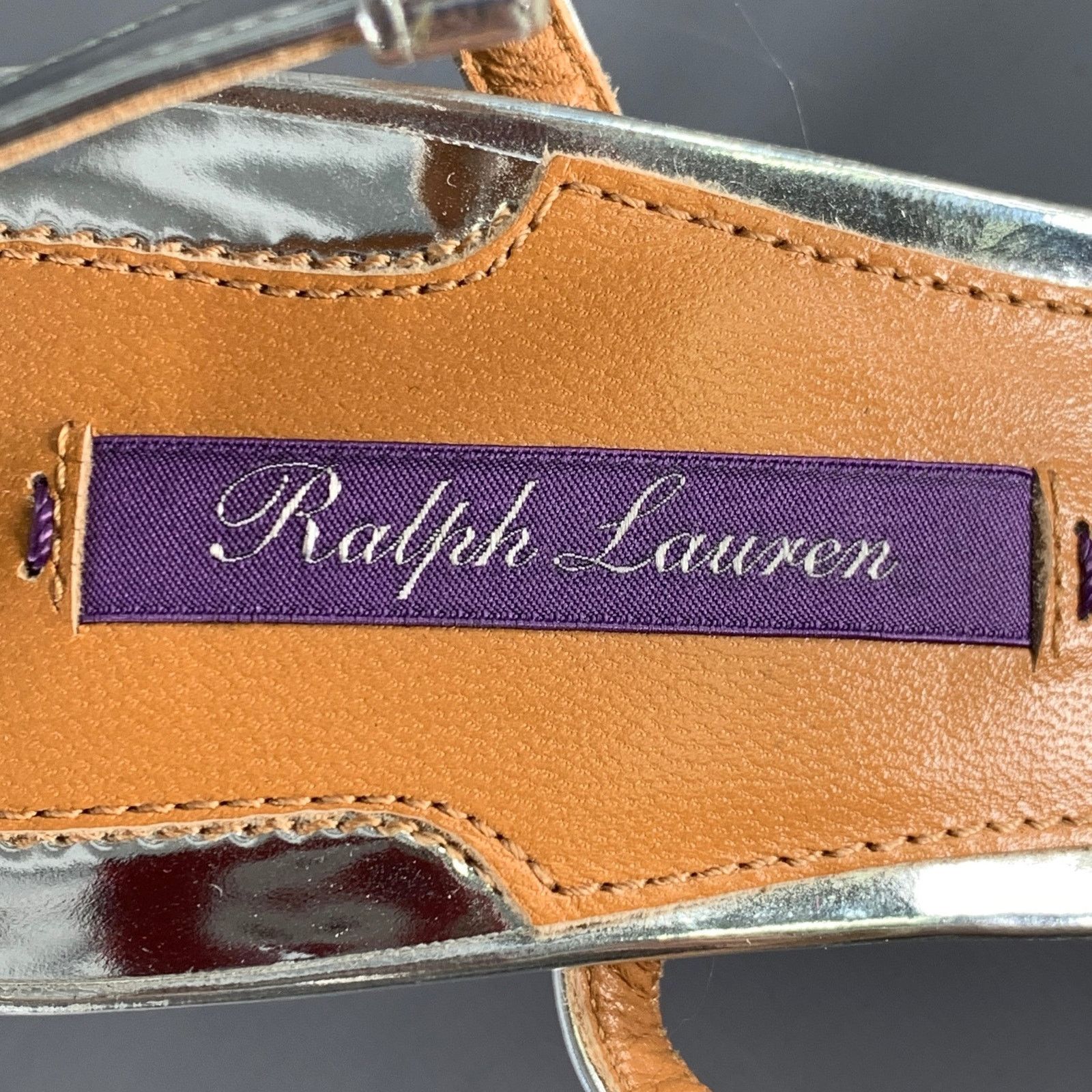 Ralph Lauren Size 7.5 Silver Patent Leather Metallic Strappy Sandals Size US 7.5 / IT 37.5 - 7 Thumbnail