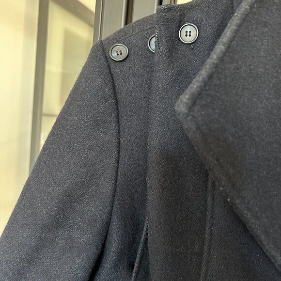 Other Classic Long Navy Blue Wool Coat 80s Vintage Size M / US 6-8 / IT 42-44 - 3 Thumbnail