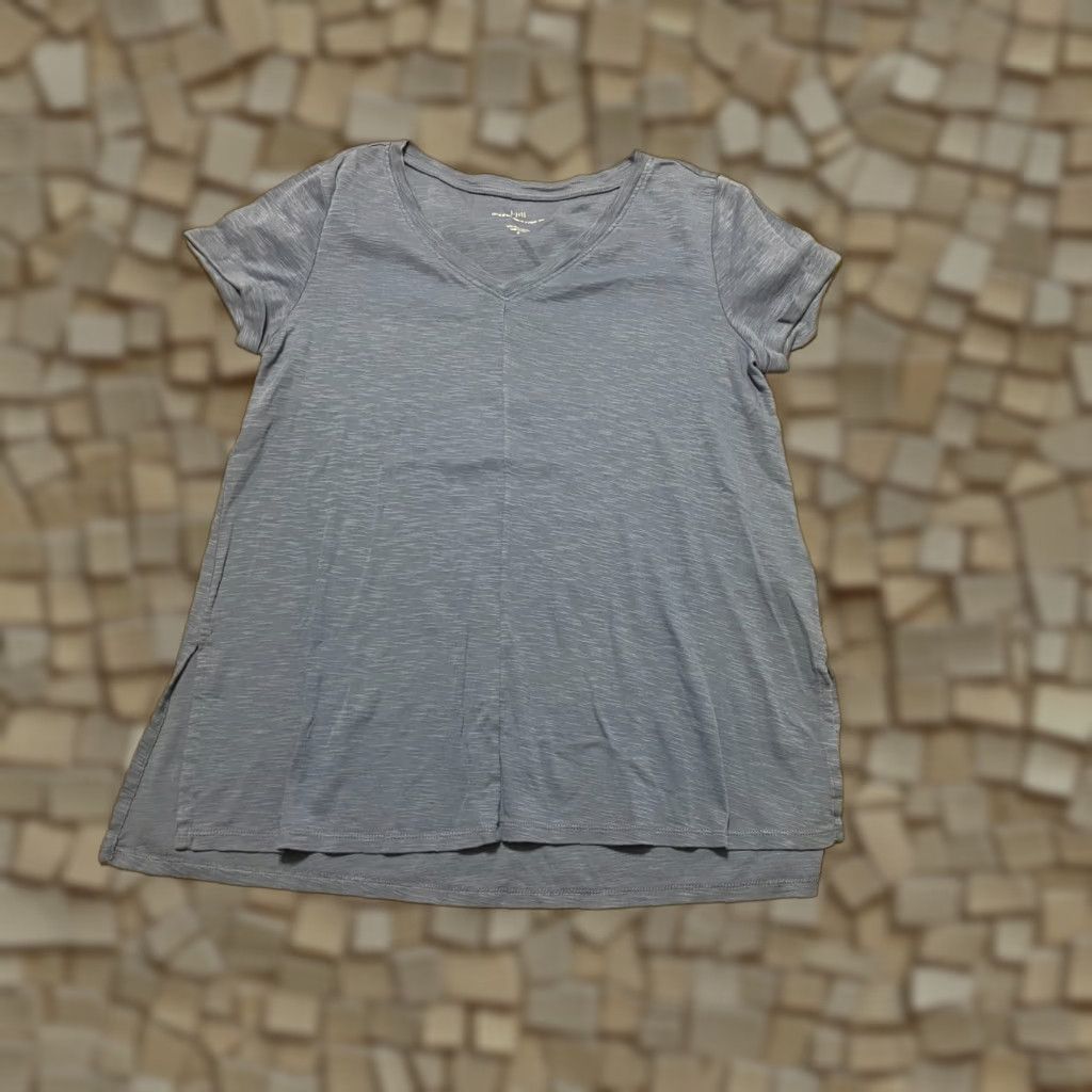 J. Jill J. Jill Shirt Womens Small Blue V-Neck Pima Short Sleeve Tee Shirt Size S / US 4 / IT 40 - 1 Thumbnail