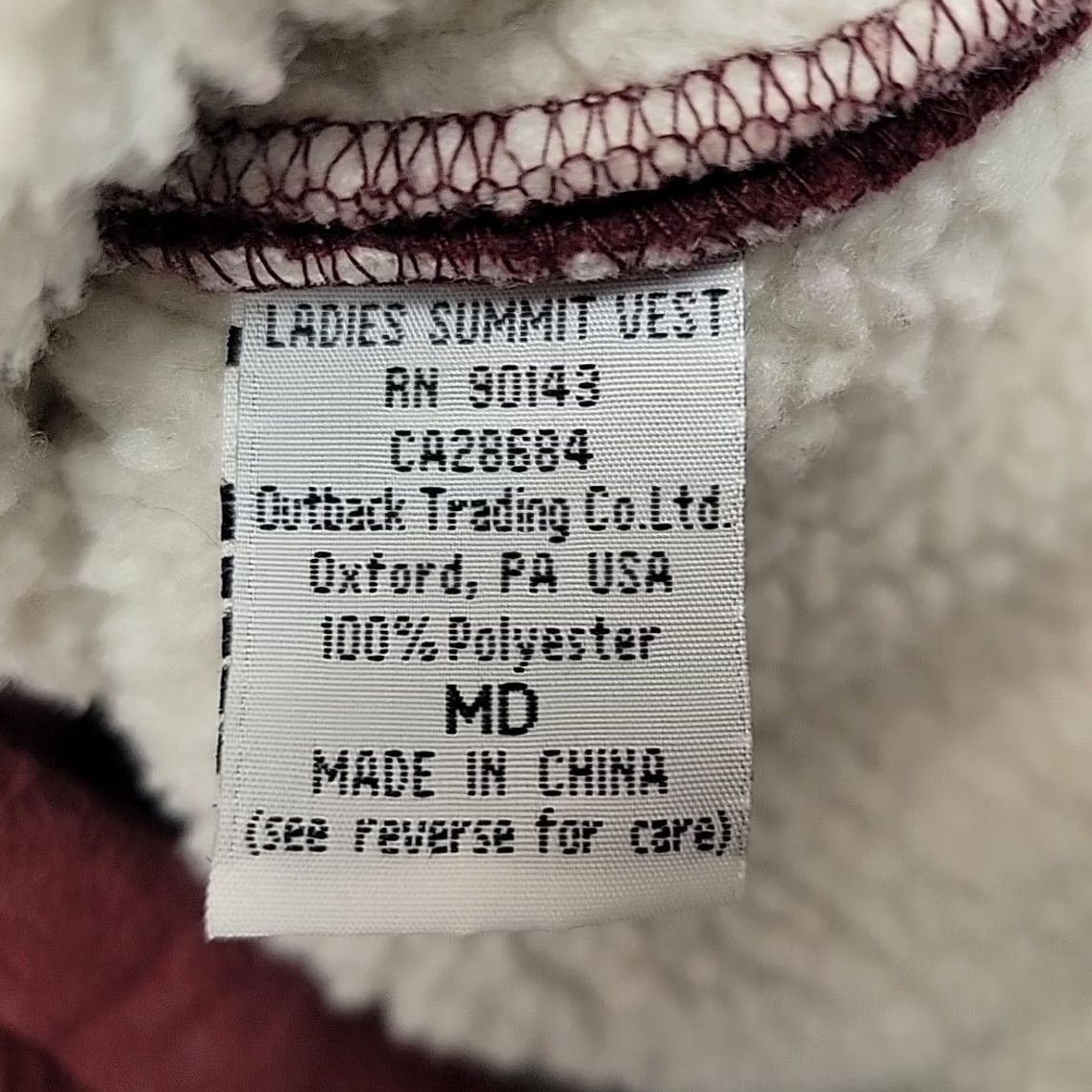 Vintage Outback Trading Vest Womens M Maroon Summit Sherpa Lined Fleece Western Workwear Vest Size M / US 6-8 / IT 42-44 - 4 Thumbnail