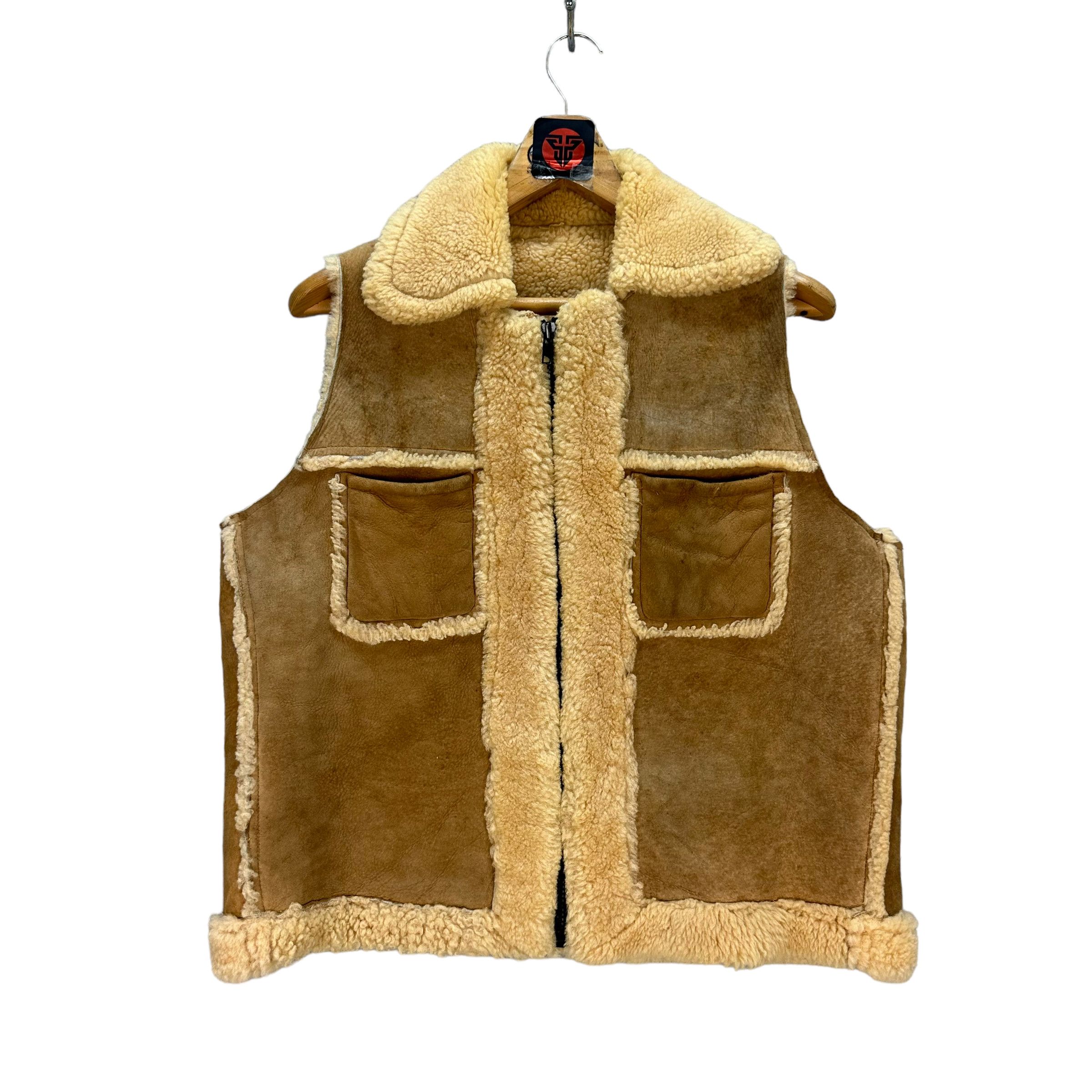 VINTAGE SHEARLING SUEDE LEATHER VEST #7585-155