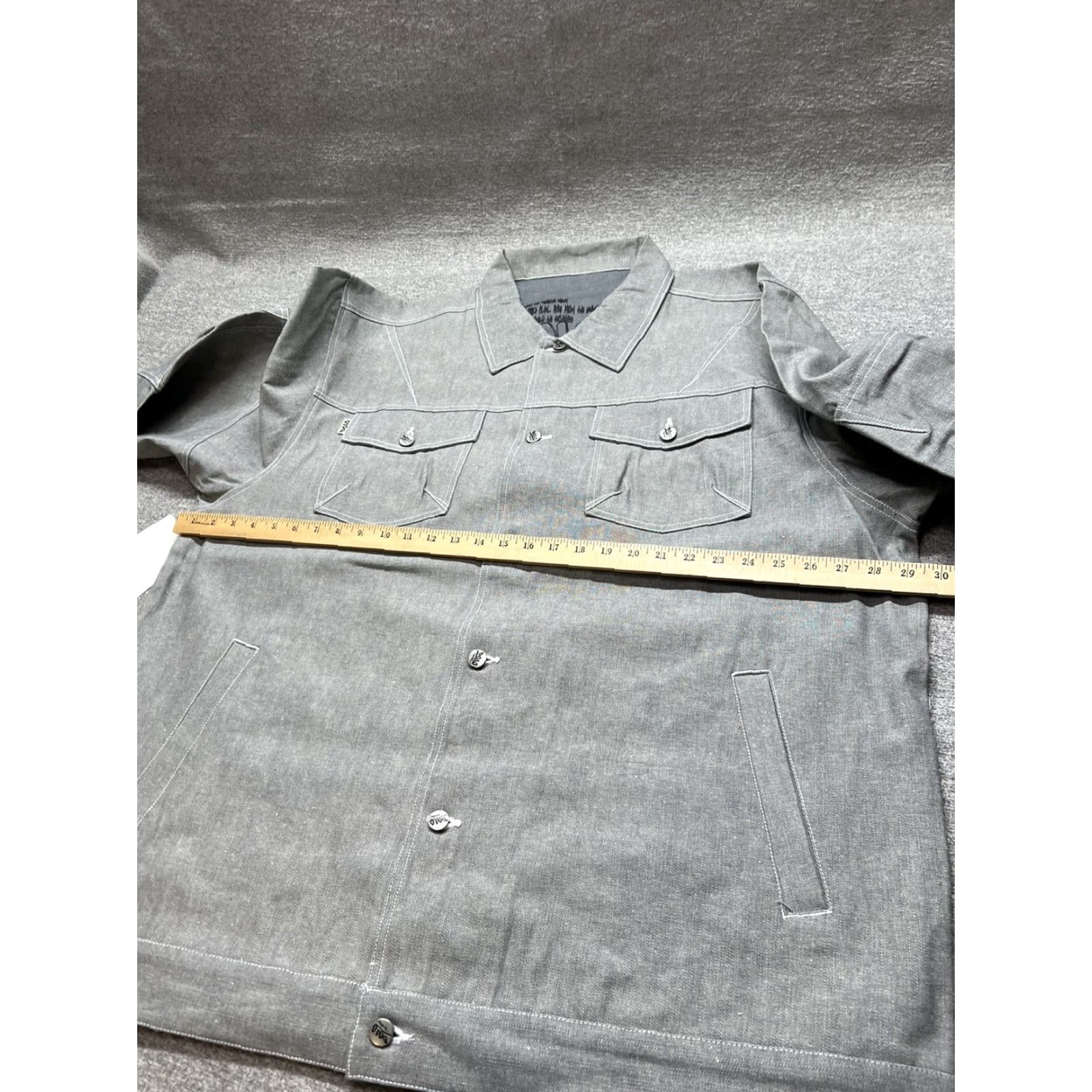 Vintage VINTAGE Solo Semore Denim Jacket 2XL Gray Button Coat Mens Jacket 90s Overcoat NWT Size US 39 - 7 Thumbnail