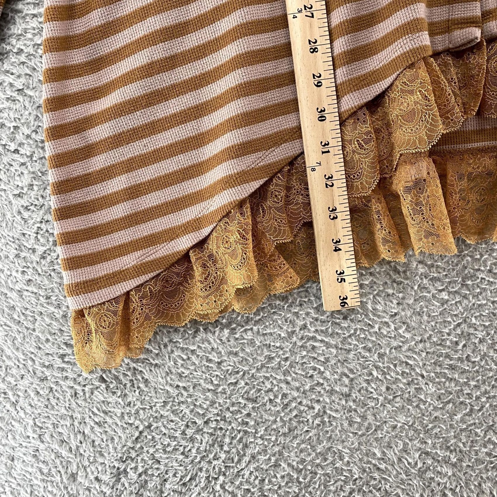 Vintage LOGO Lori Goldstein Tunic Top Womens 3X Brown Button Front Lace Layered Stripe V-Neck Long Sleeve Blouse Size XXL / US 16-18 / IT 52-54 - 4 Thumbnail