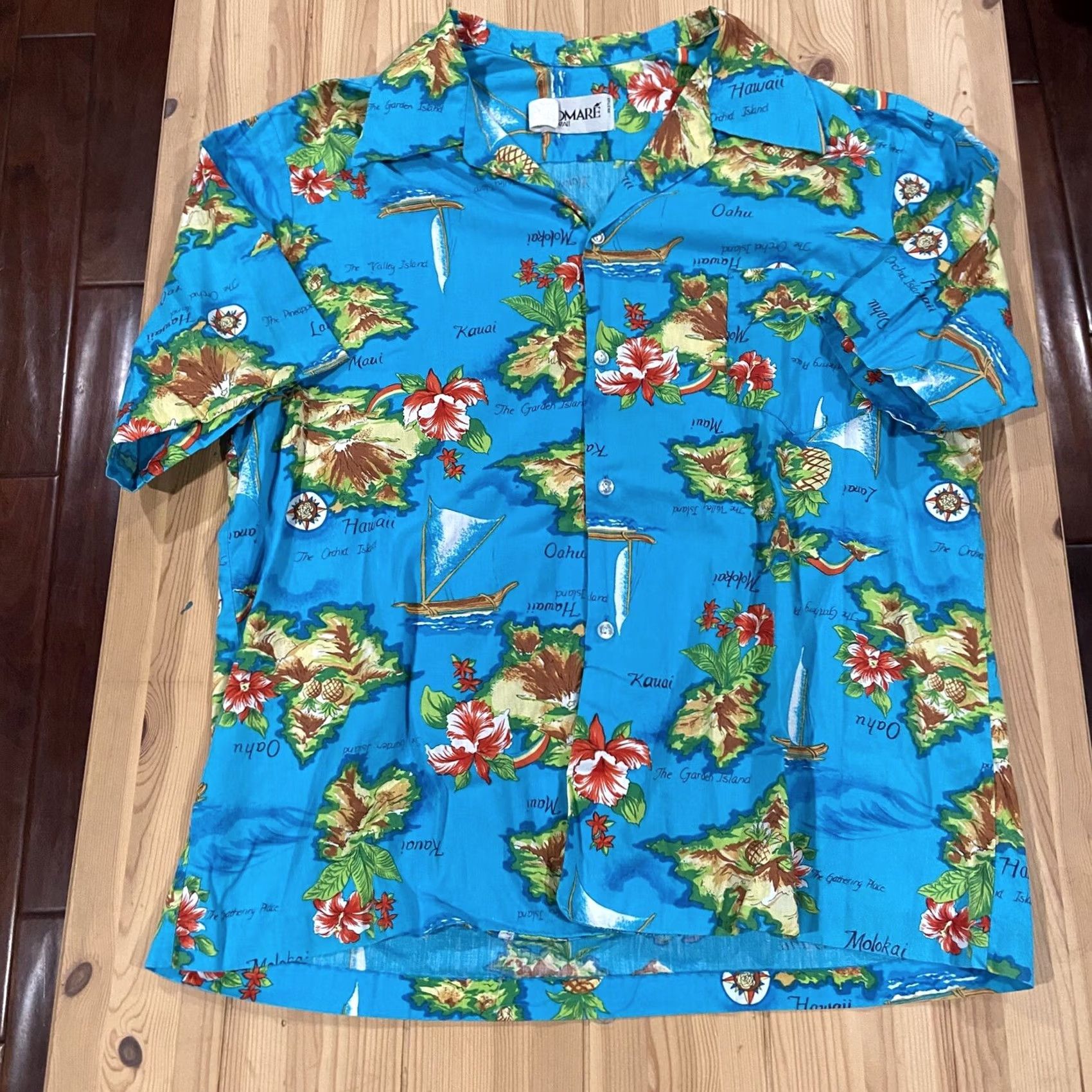 Vintage VINTAGE Pomare Shirt Mens XL Hawaiian 1960s Blue Yellow Beach Sportswear/Beach Size US XL / EU 56 / 4 - 2 Thumbnail
