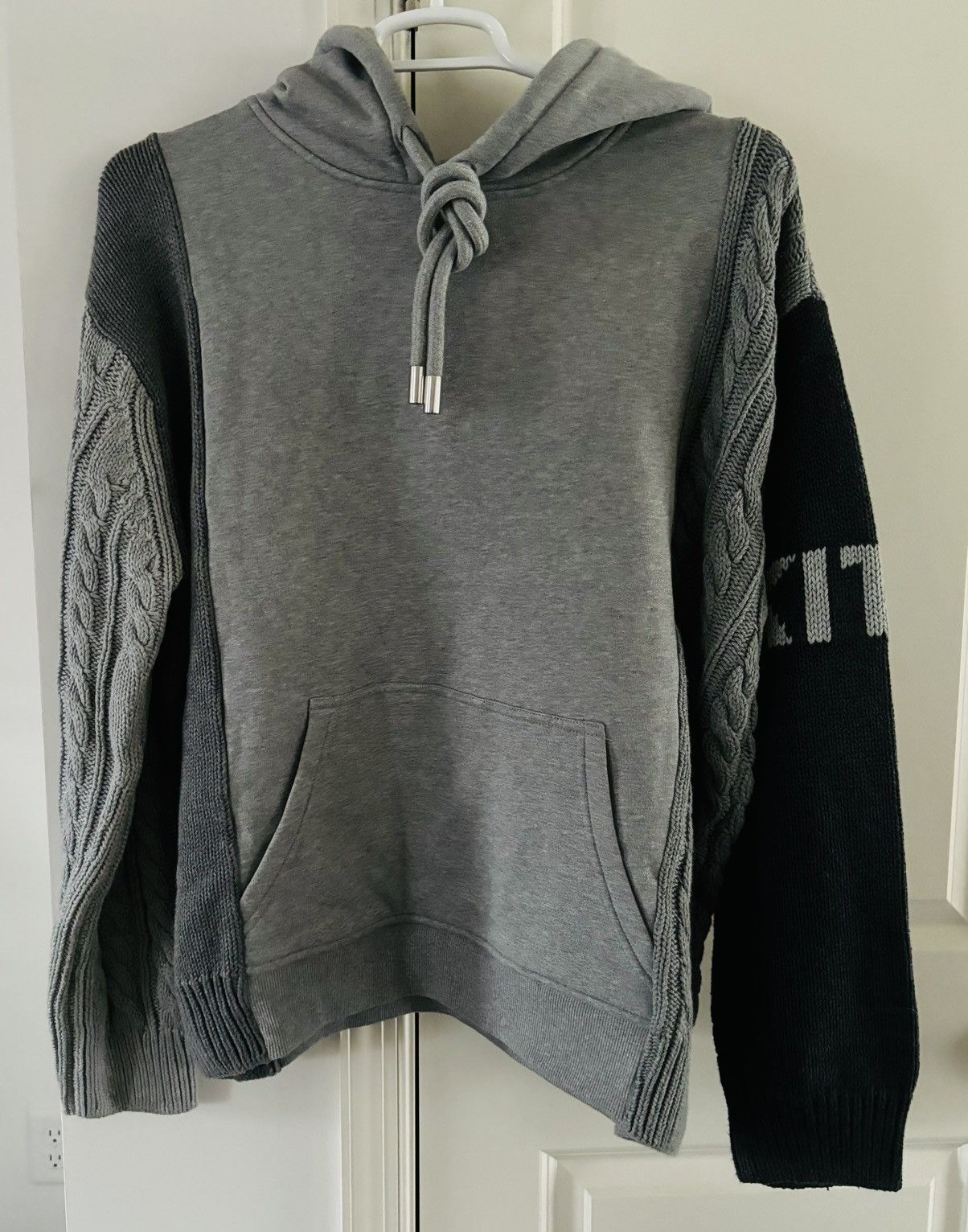 image of Kith High End Cable Knit Hoodie Black / Grey , Men's (Size 2XL)