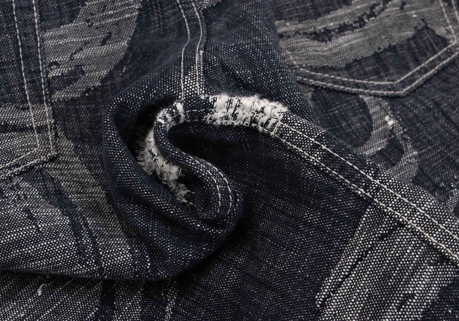 Issey Miyake Cotton Graphic Jacquard Patch Pocket Denim Set Up Indigo Size US 36 / EU 52 - 19 Thumbnail