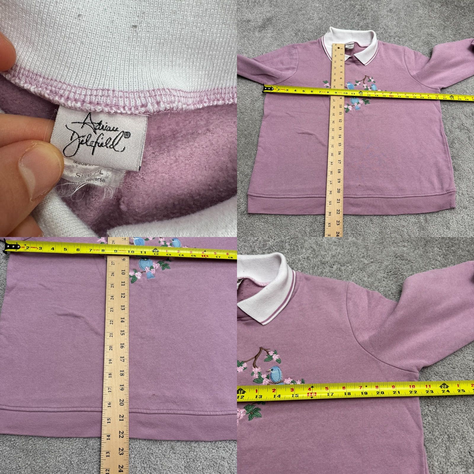 Pinko Adrian Whitfield Embroidered Pullover Sweatshirt Womens Large Petite Pink Collar Size L / US 10 / IT 46 - 8 Thumbnail