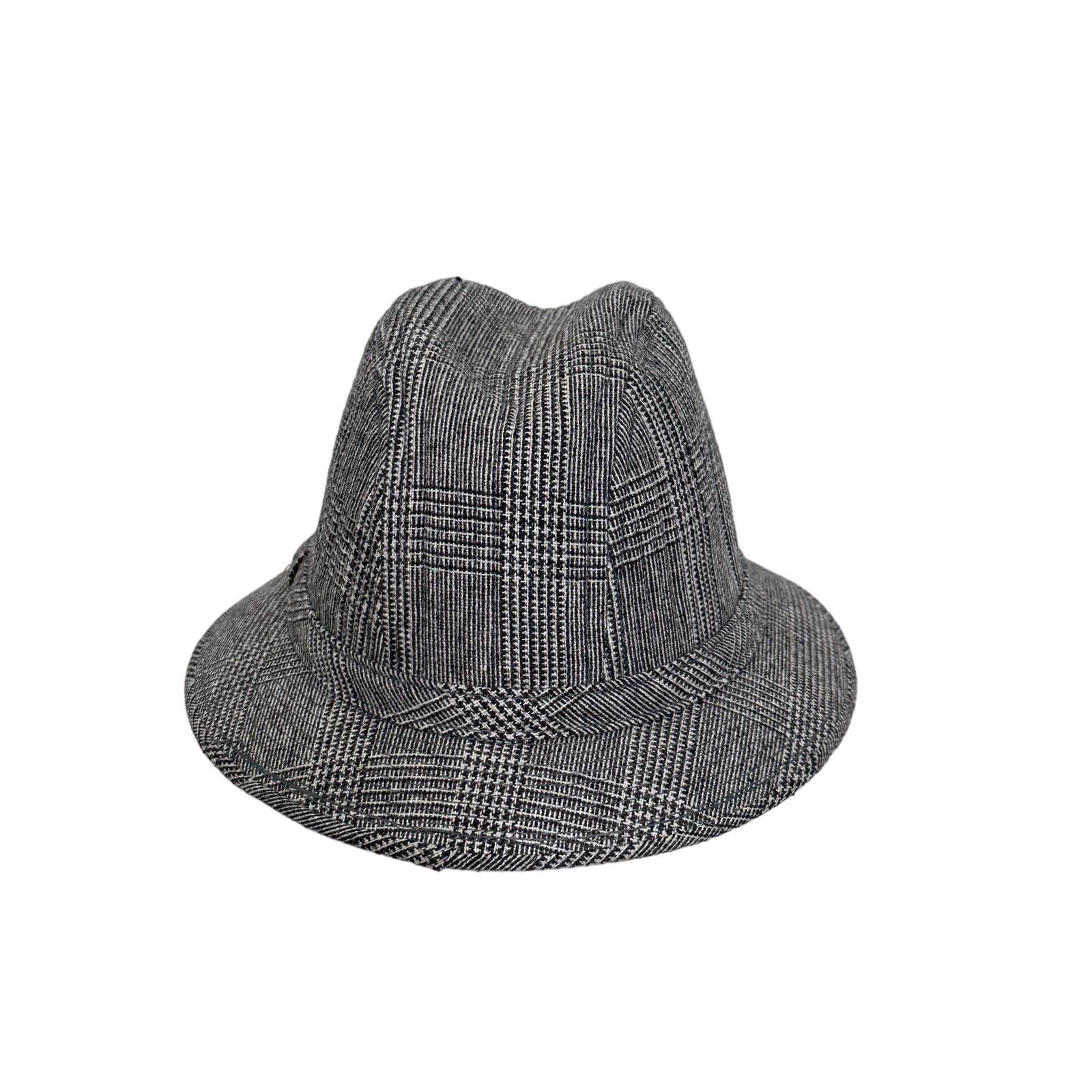 Vintage Vintage 1960s Mens Glen Check Wool Fedora Hat Mod Style Size ONE SIZE - 2 Thumbnail