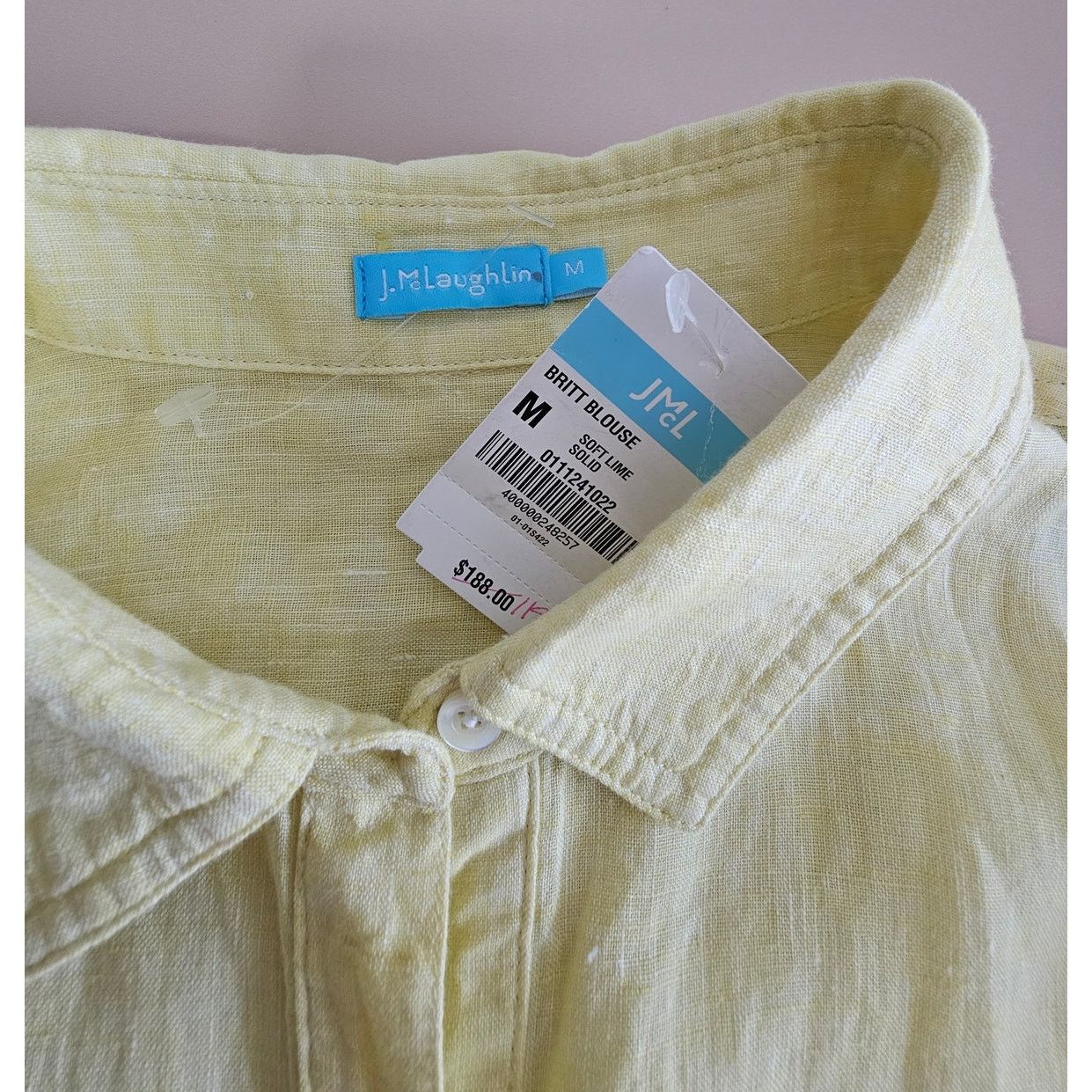 J.McLaughlin J. McLaughlin Linen Lime Britt Blouse Preppy Button Down M Size M / US 6-8 / IT 42-44 - 9 Thumbnail