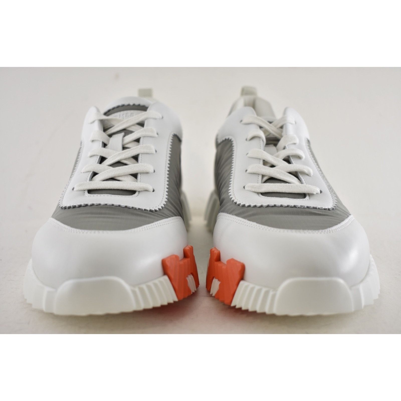 Hermes Mens Bouncing Sneaker Etoupe Blanc White Grey H Logo Lace Up Size US 11 / EU 44 - 11 Thumbnail