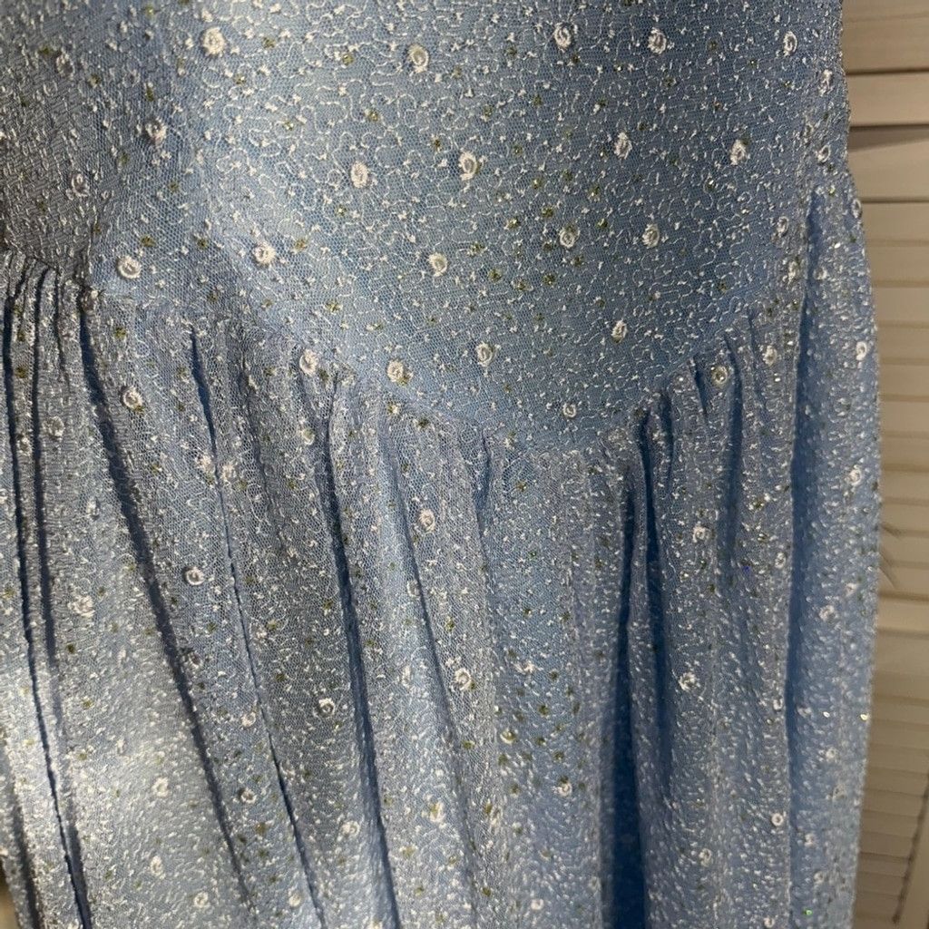 Vintage Vintage Peasant Dress Beaded Floral Puffed Sleeves Blue XL Size XXL / US 16-18 / IT 52-54 - 11 Thumbnail