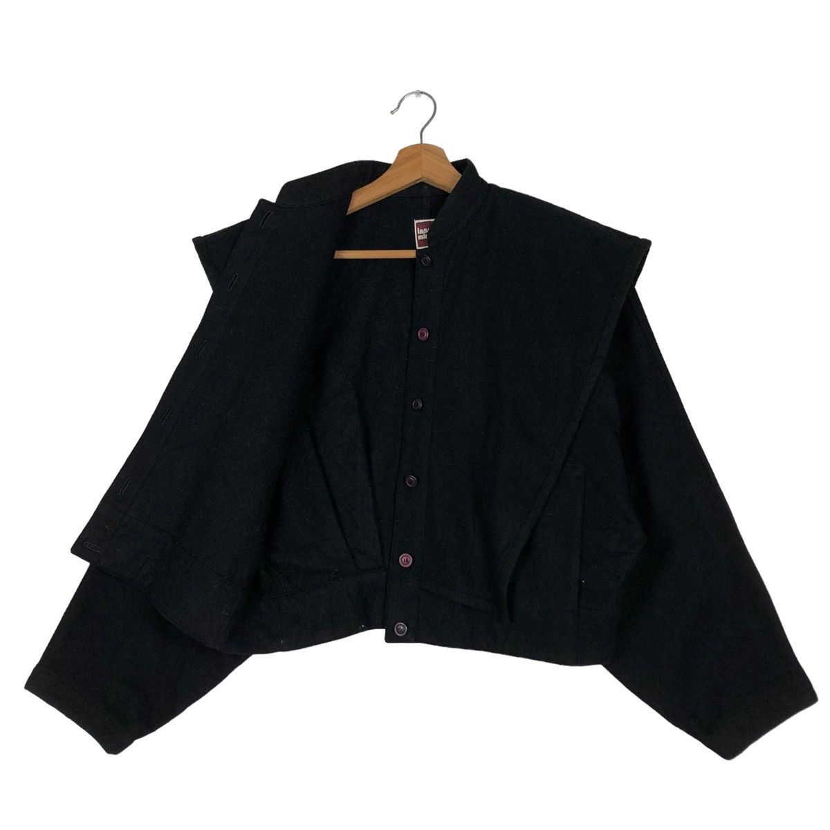 Issey Miyake 🔥Rich Black Wool Cropped Jacket Vintage 70’s Issey Miyake Size US M / EU 48-50 / 2 - 11 Thumbnail