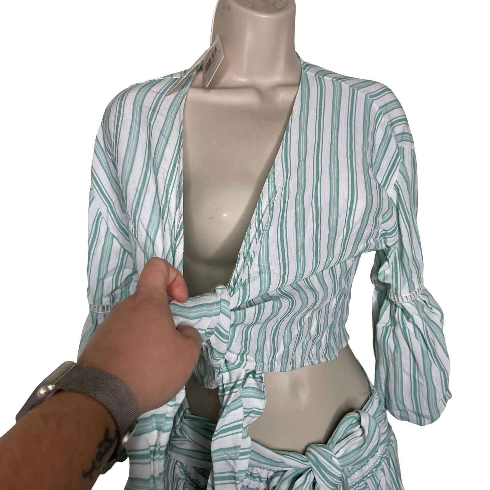 AGUA by Agua Bendita AGUA BENDITA Amaia Maxi Skirt and Top set Blue Stripe Pool Size 26" / US 2 / IT 38 - 6 Thumbnail