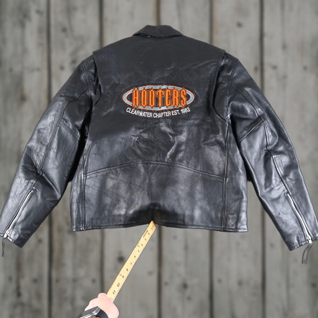 VINTAGE Unik Leather Biker Jacket XL Size 48 Black Casual Mens