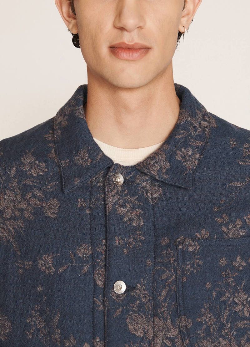 YMC !DS! SS23 YMC Labour Floral Navy Wool Jacquard Jacket Size US L / EU 52-54 / 3 - 6 Thumbnail