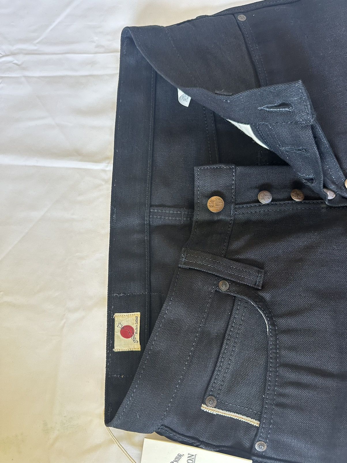 Big John × Japanese Brand Big John M106 Slim Tapered Leg Black Sulfur-Dyed Selvedge Size US 31 - 15 Thumbnail