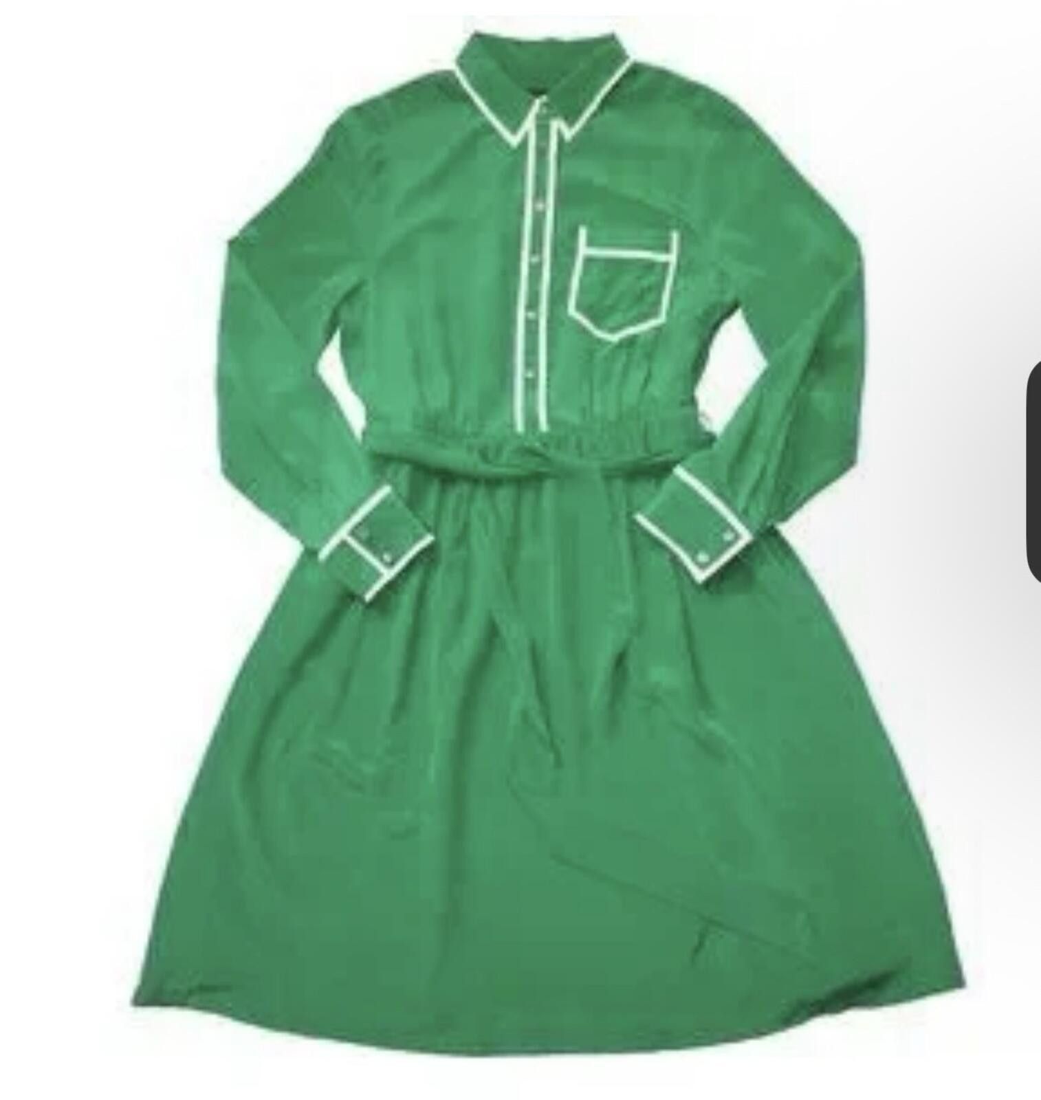 J.Crew J.Crew A-line Silk Shirtdress Warm Clover Belted Flare Dress Size M / US 6-8 / IT 42-44 - 4 Thumbnail