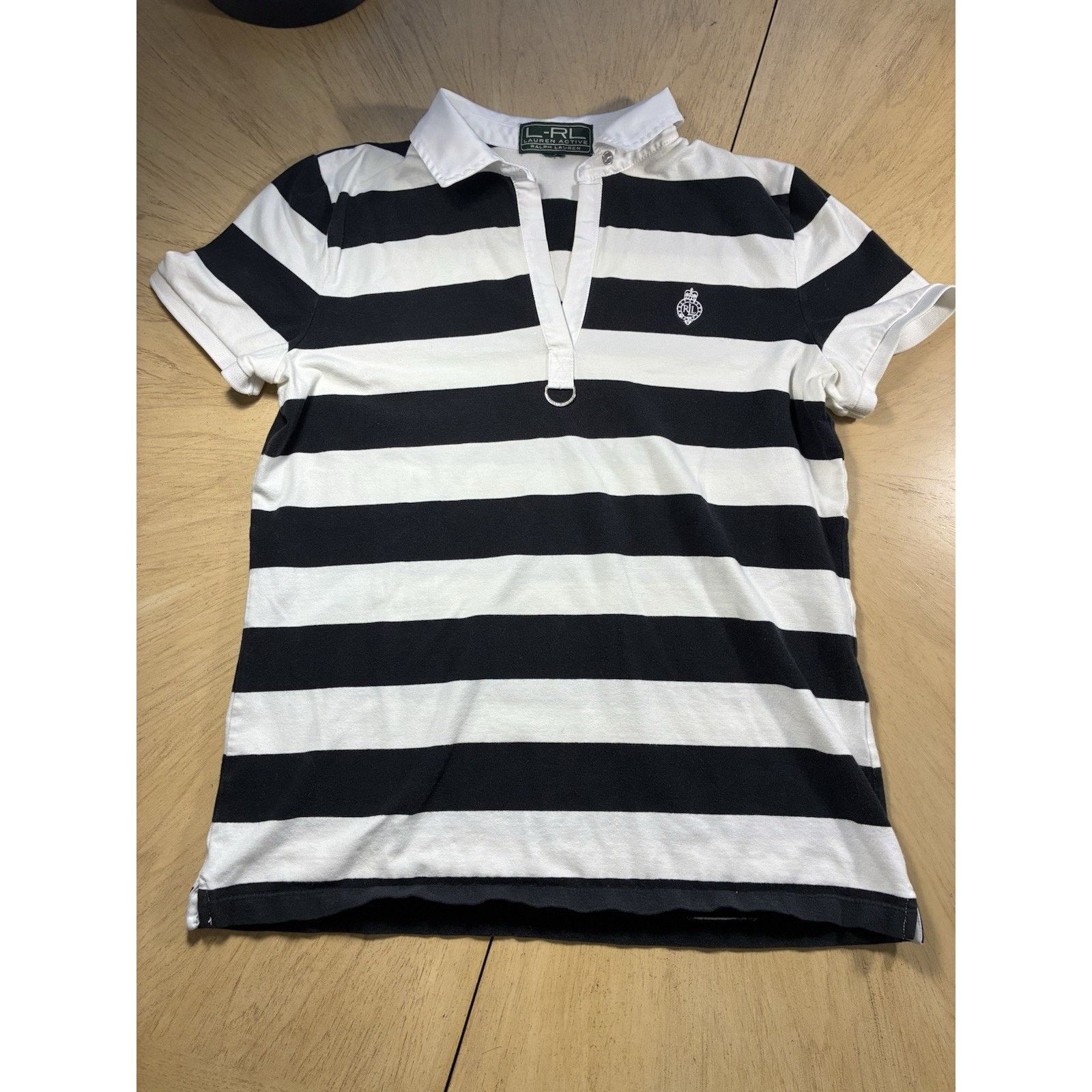 Lauren Ralph Lauren Polo Ralph Lauren Woman L White and Black Striped Polo 90s Size L / US 10 / IT 46 - 9 Thumbnail