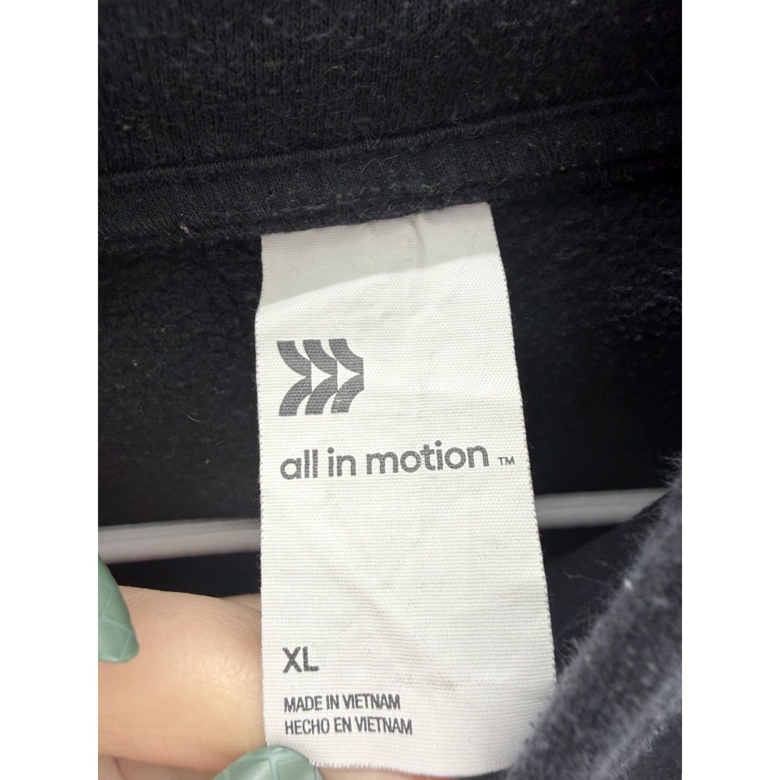 Vintage All In Motion Womens Sweatshirt XL Black Pullover Hoodie Thumb Holes Regular Fit Crew Neck Jacket? Size XL / US 12-14 / IT 48-50 - 4 Thumbnail