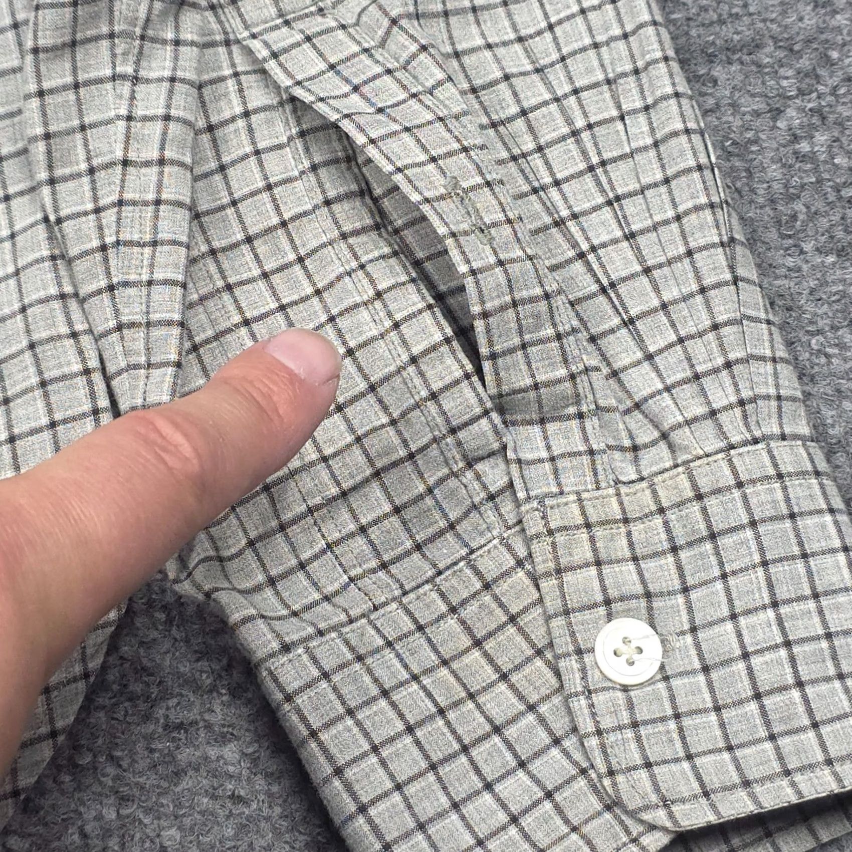 Todd Snyder Todd Snyder Shirt Mens Medium Gray Check Cotton Long Sleeve Oxford Collar Button-Up Shirt Size US M / EU 48-50 / 2 - 5 Thumbnail