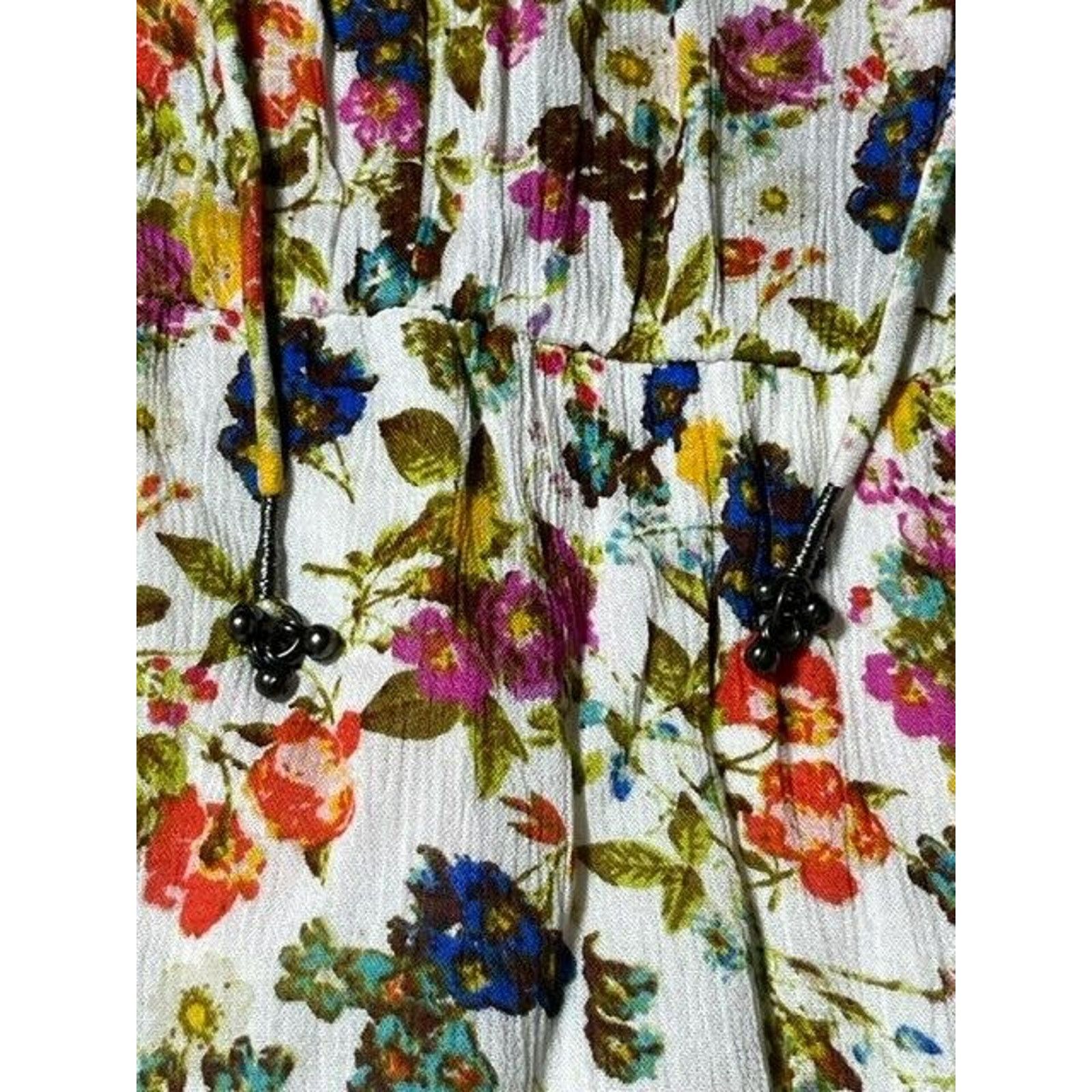 Jessica Simpson Jessica Simpson Dress M Floral Viscose Peasant Slit Sleeve Size M / US 6-8 / IT 42-44 - 4 Thumbnail