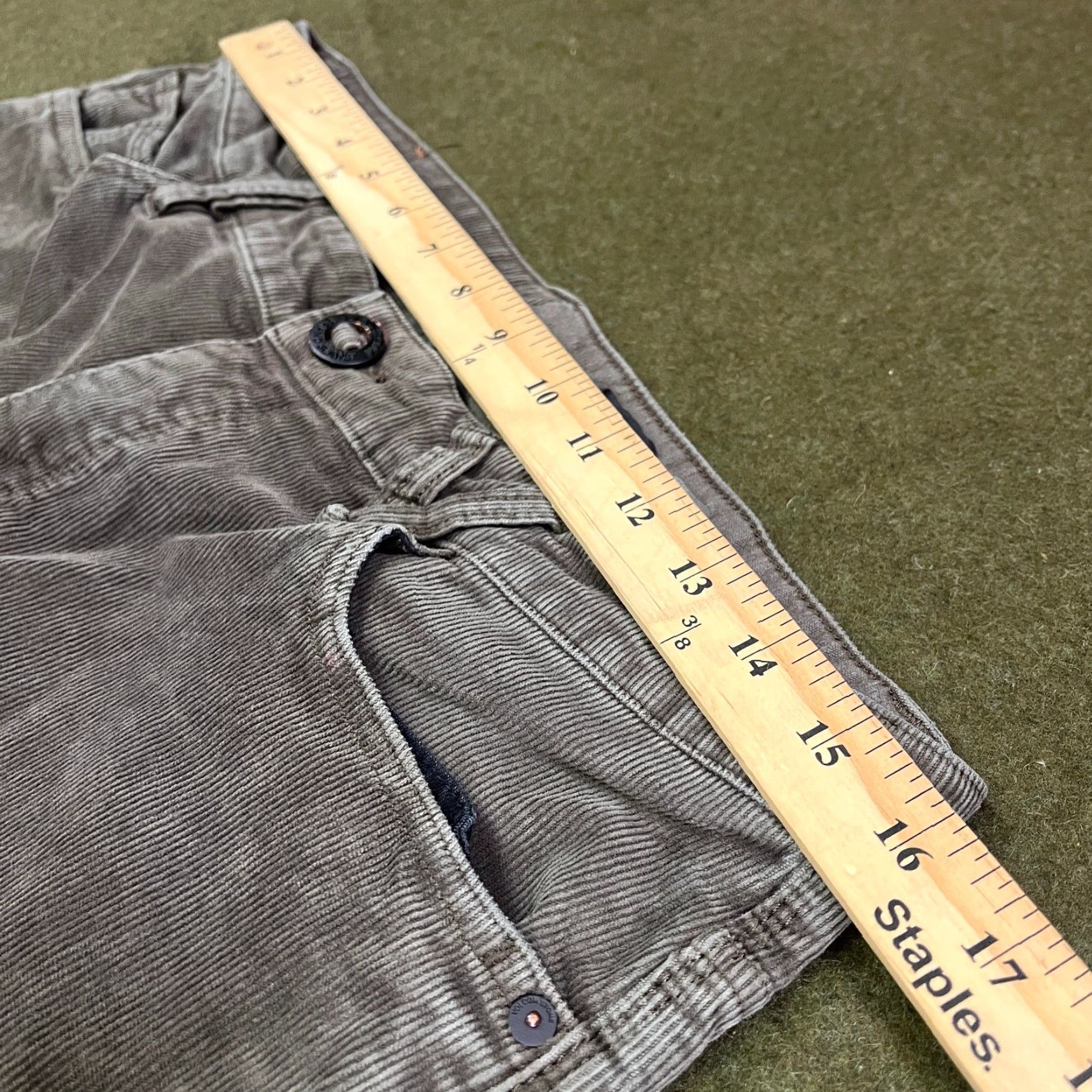 Volcom Volcom Mens 32x29 Gray Solver Modern Straight Corduroy Stretch Casual Workwear 5-Pocket Belted Button Zip Flat Front Cotton Size US 32 / EU 48 - 3 Thumbnail