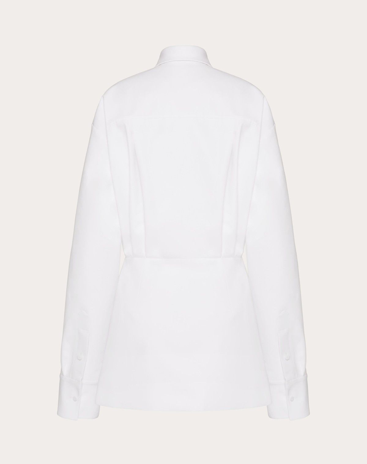 Valentino o1s1wg110525 Embroidered Popeline Short Dress in White Size L / US 10 / IT 46 - 2 Thumbnail