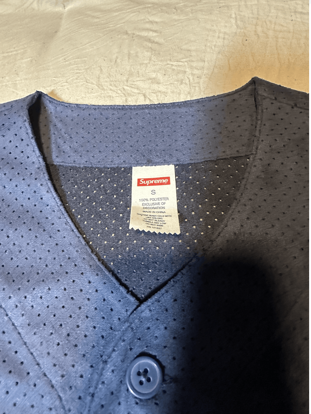 Supreme NWT Supreme Ultra Suede Mesh Baseball Jersey - Navy - Small Size US S / EU 44-46 / 1 - 4 Thumbnail