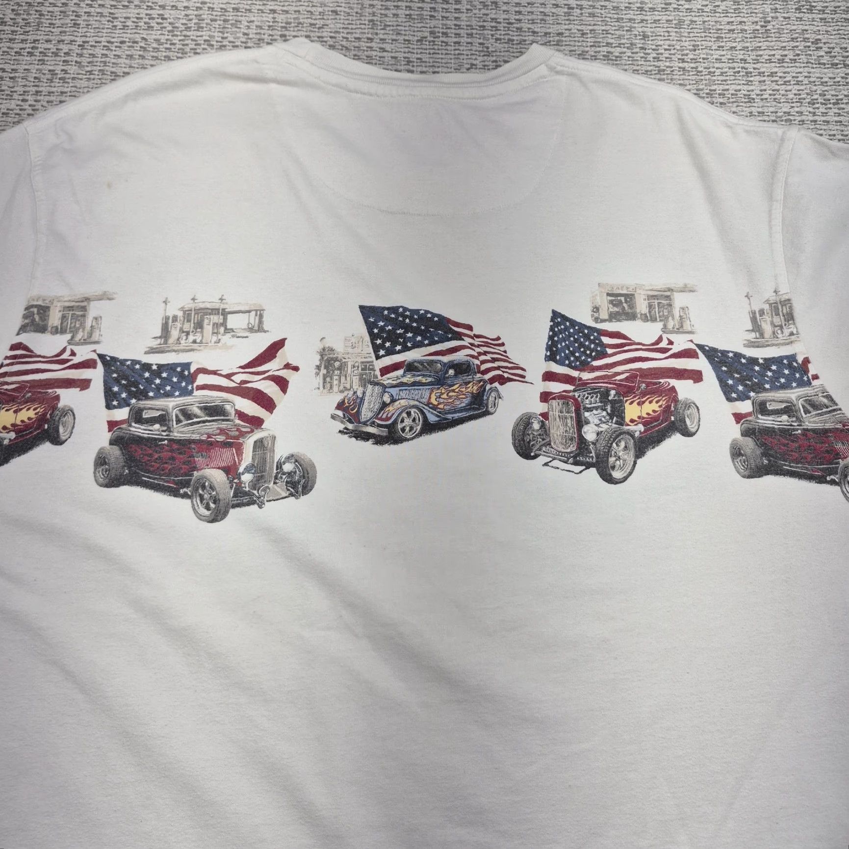 Good American RedHead Shirt Mens 2XL White Graphic Tee Hot Rod Cars Patriotic Shirt Mens 2XL White Flag Graphic Tee Size US XXL / EU 58 / 5 - 7 Thumbnail