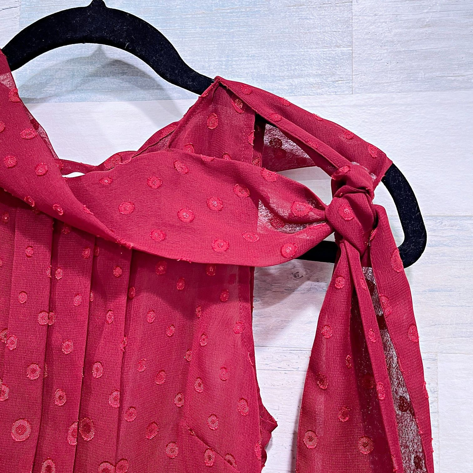 Banana Republic BANANA REPUBLIC Sheer Tie Neck Blouse Red Womens 0 Size XS / US 0-2 / IT 36-38 - 2 Thumbnail