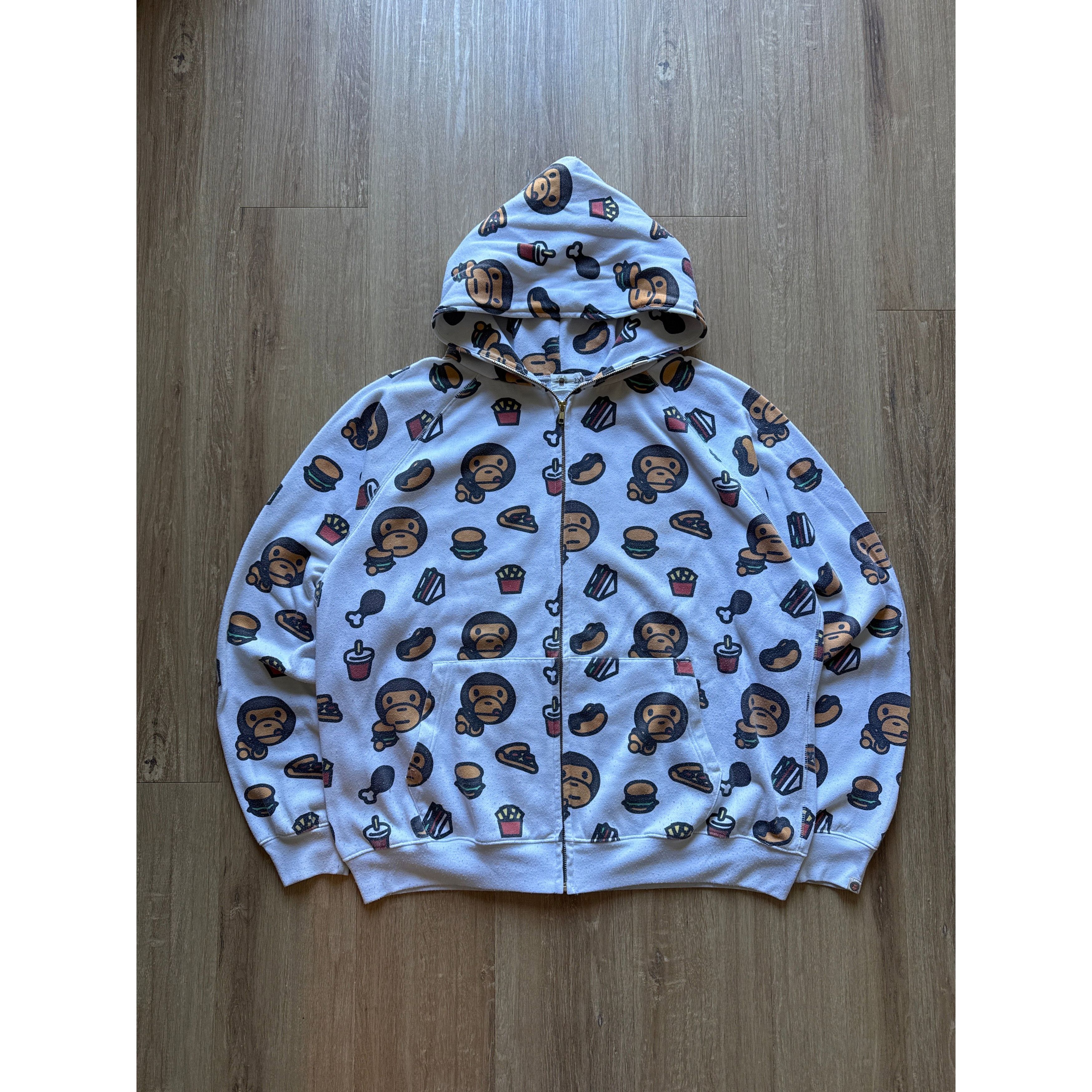 Bape Vintage 90s Baby Milo Junk Food All Over Print Hooded Zip Up 