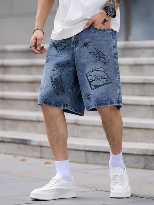 Japanese Brand × Vintage GRAPHIC DRIP Y2K denim shorts jeans vintage Size US 32 / EU 48 - 1 Thumbnail