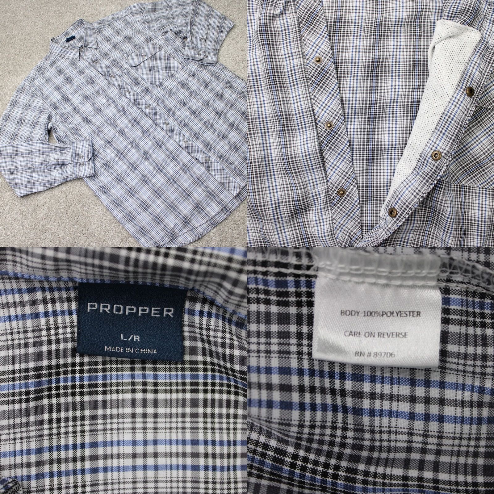 Propper PROPPER Shirt Mens Large Regular Black/Blue Button-Down Long Sleeve Size US L / EU 52-54 / 3 - 8 Thumbnail