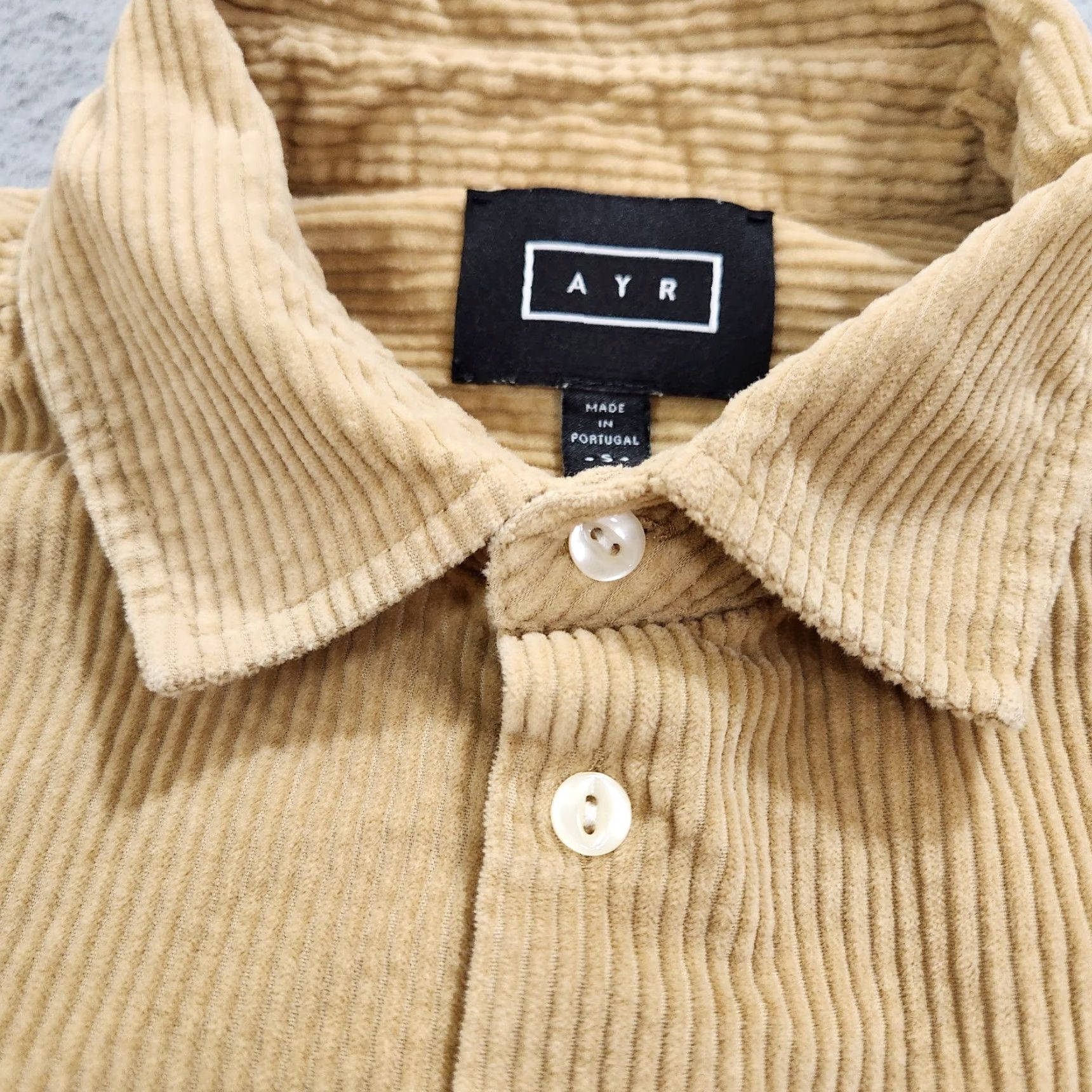 AYR Shirt Womens Small Beige The Deep End Corduroy Button Down Chipwich Portugal