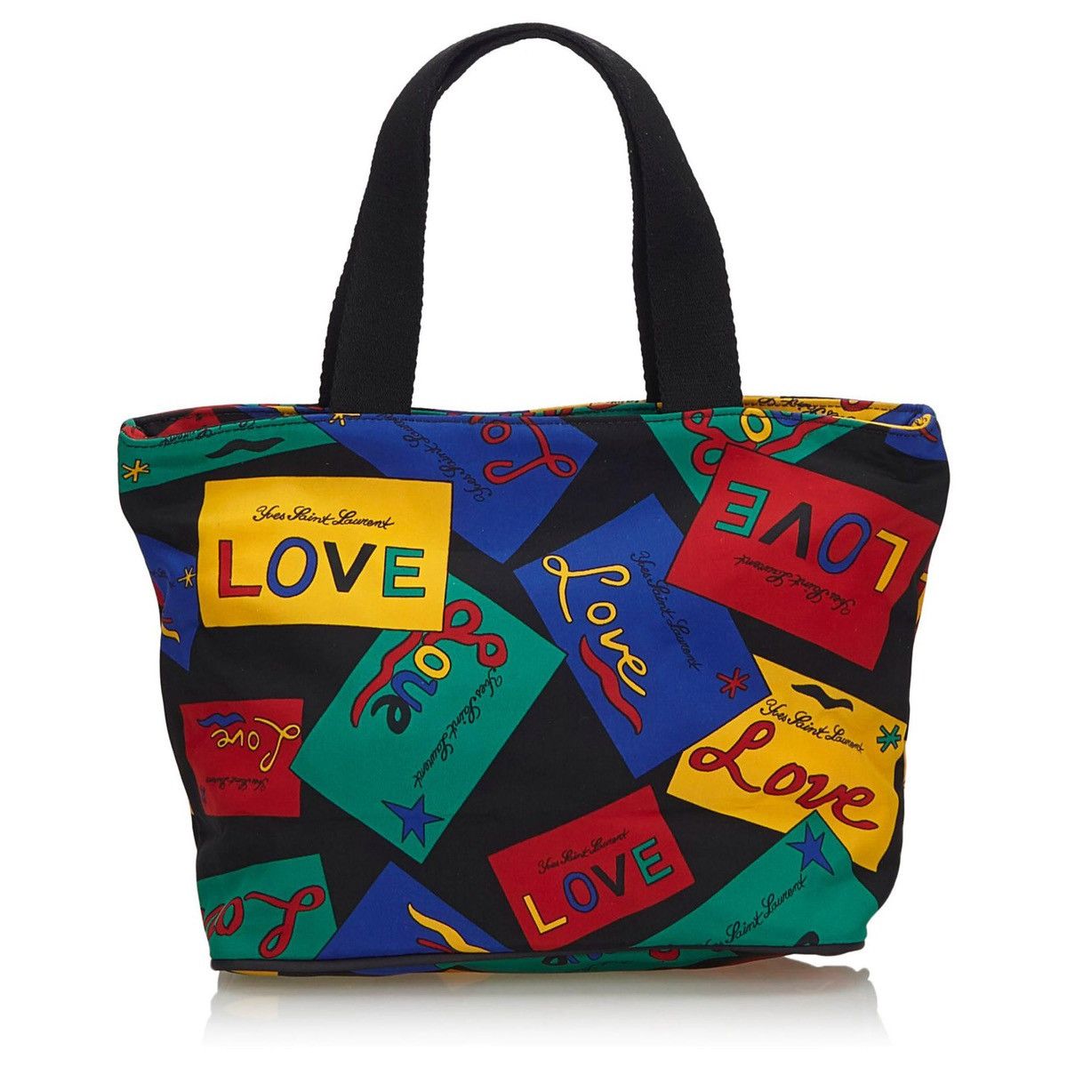 Yves Saint Laurent Yves Saint Laurent Black Love Printed Nylon Handbag/Tote Bag Size ONE SIZE - 2 Thumbnail