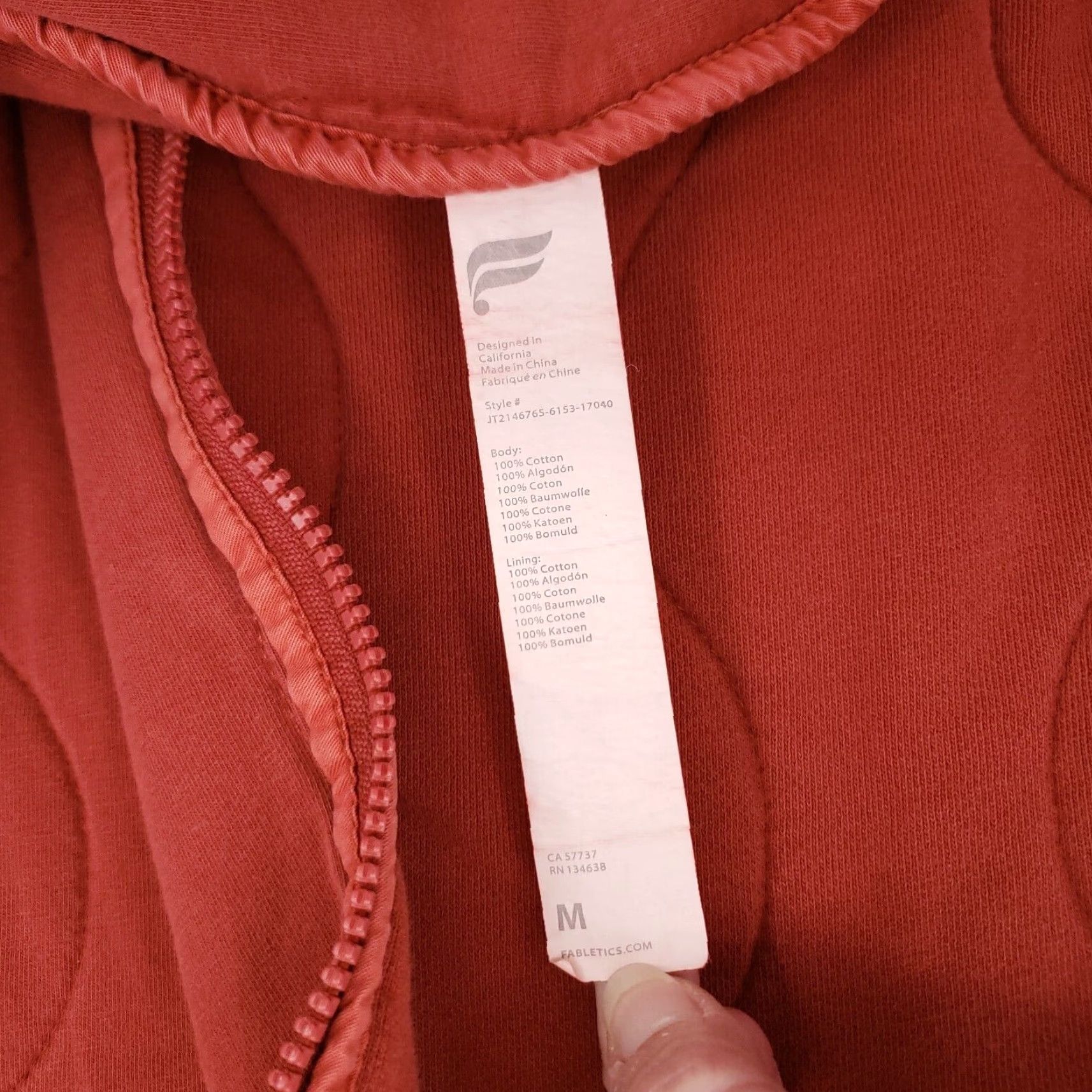 Fabletics Fabletics Jacket Womens M Medium Orange Tedi Quilted Full Zip Long Sleeve Cotton Size M / US 6-8 / IT 42-44 - 7 Thumbnail