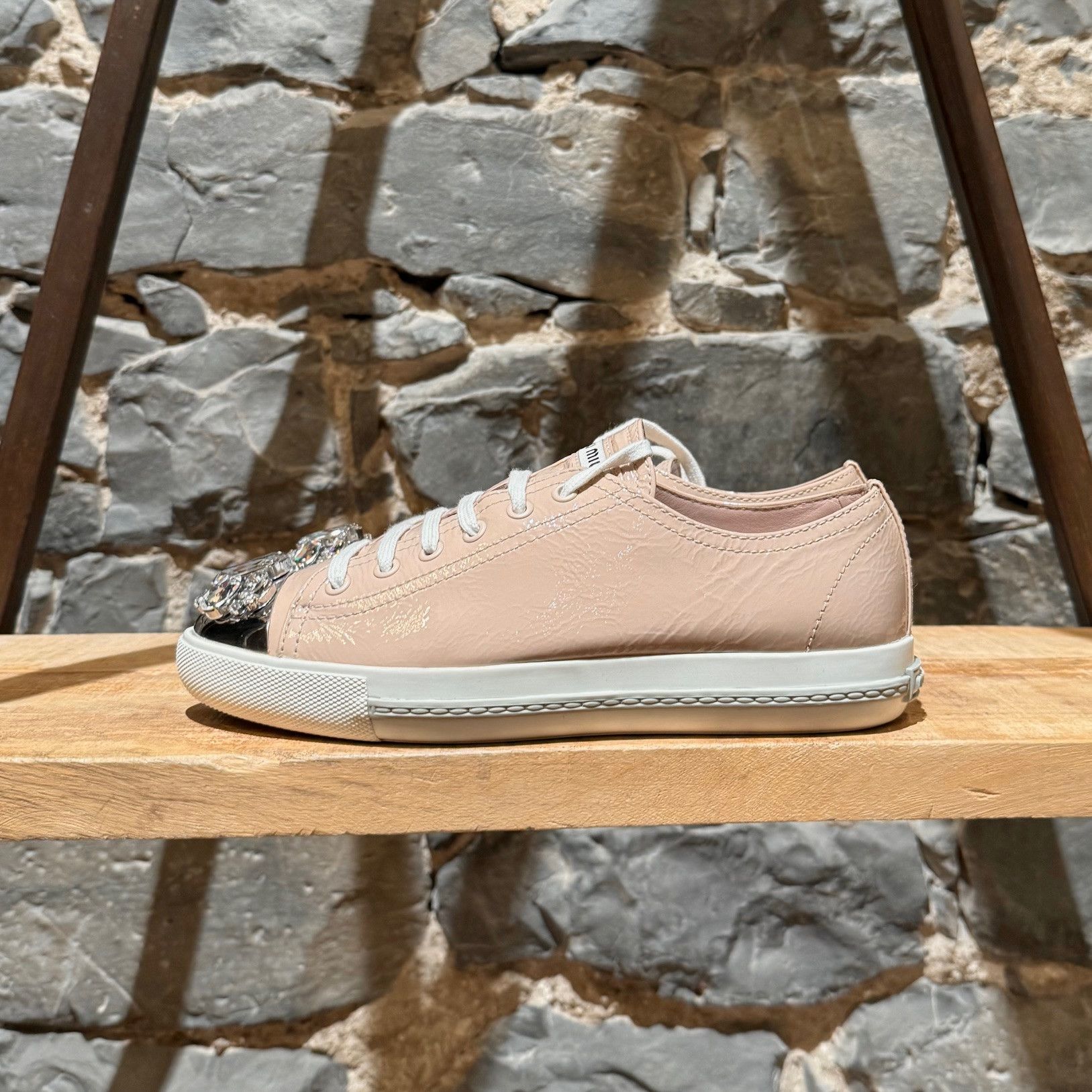 Miu Miu Miu Miu Nude Pink Patent Crystal Cap Top Sneakers Size US 8 / IT 38 - 6 Thumbnail