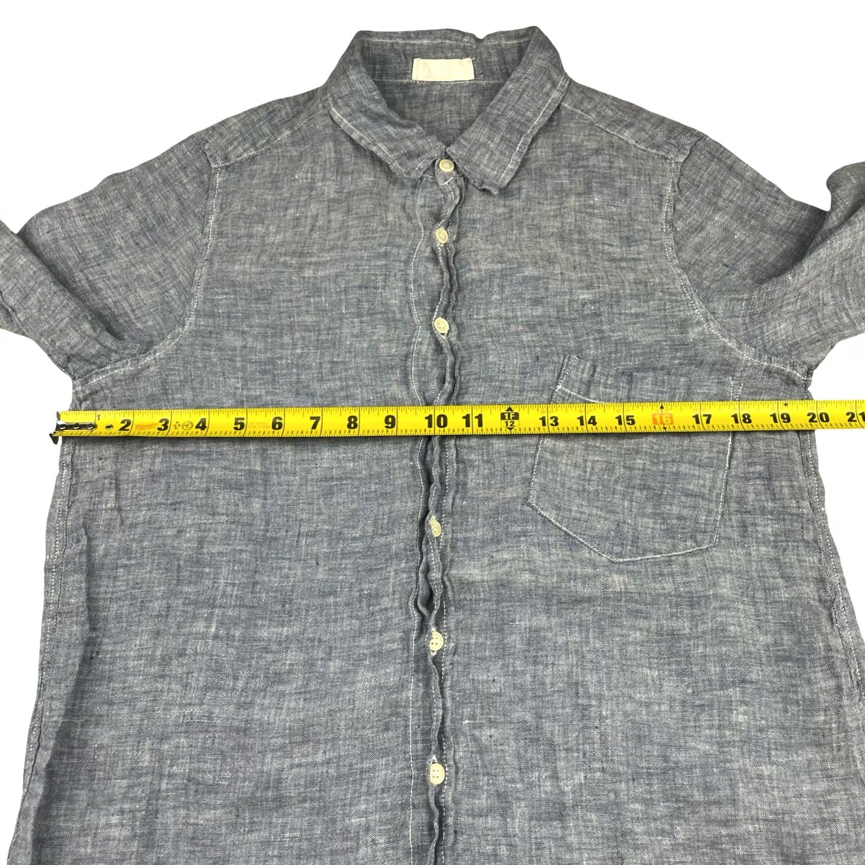 Vintage CP Shades Women’s Chambray Button Shirt Blue Small Long Sleeve Collared Casual Cotton Linen Modern Vintage: No Size S / US 4 / IT 40 - 6 Thumbnail