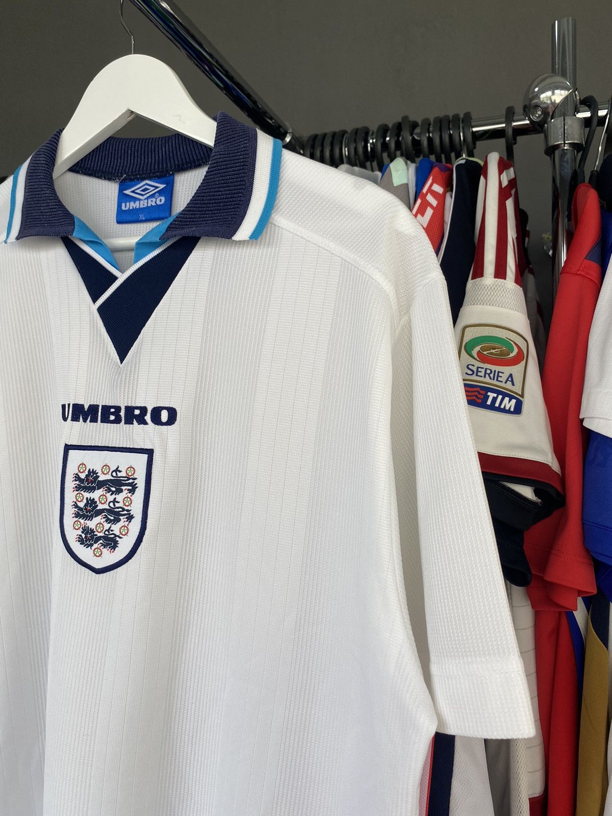 Umbro 1995/96 UMBRO ENGLAND HOME SOCCER JERSEY FOOTBALL SHIRT Size US XL / EU 56 / 4 - 4 Thumbnail
