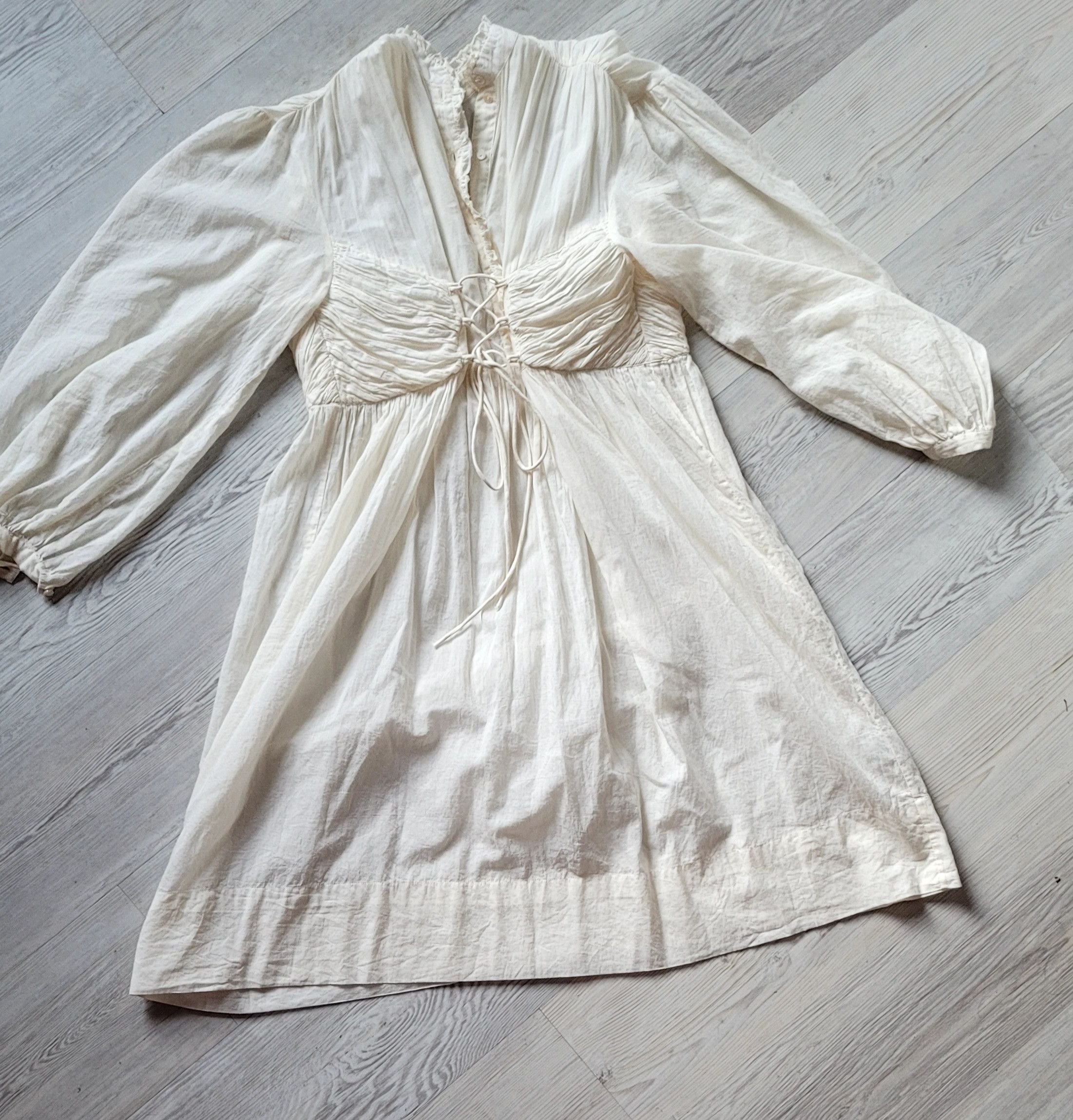 Antik Batik Antik Batik Lary Laced Up Ruffle Trimmed Cotton Voile Dress Size XS / US 0-2 / IT 36-38 - 2 Thumbnail
