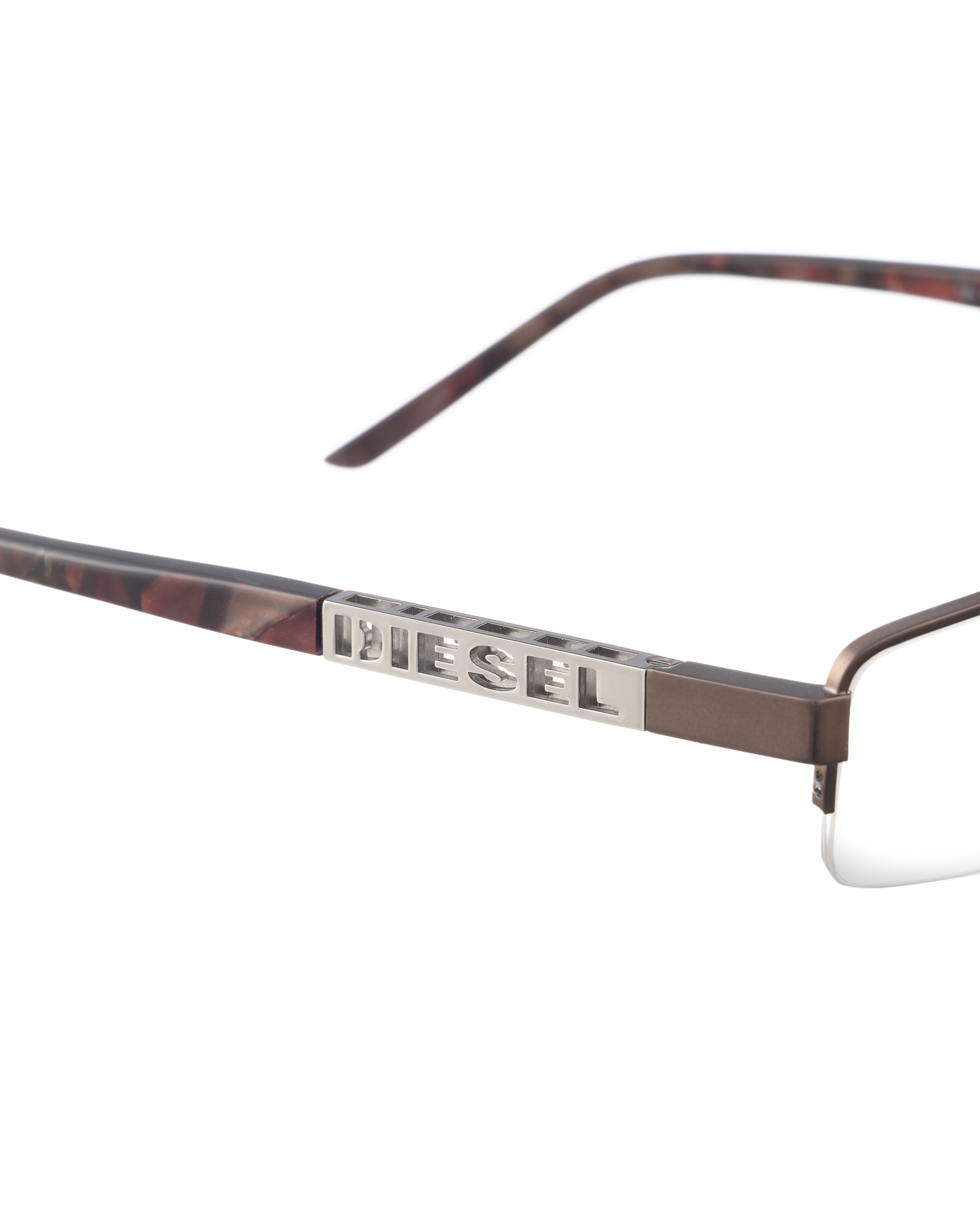Diesel Diesel 90s Brown Havana Half Rim Glasses with Silver Logo Size ONE SIZE - 2 Thumbnail